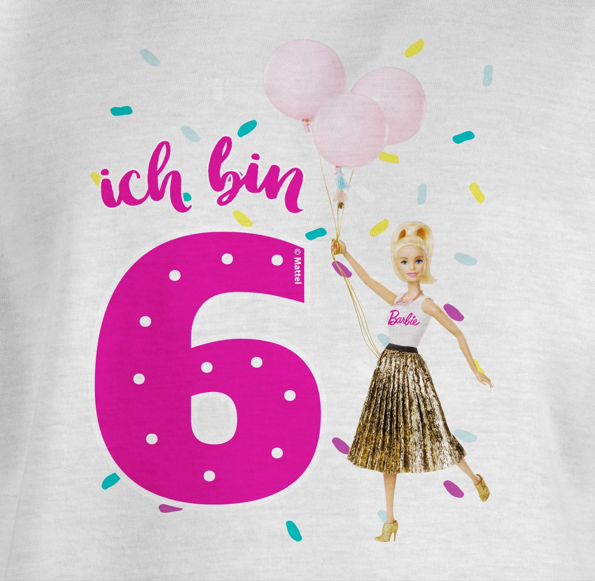 bin 6 Weiß Ich Barbie Luftballons - Shirtracer T-Shirt 01 Mädchen