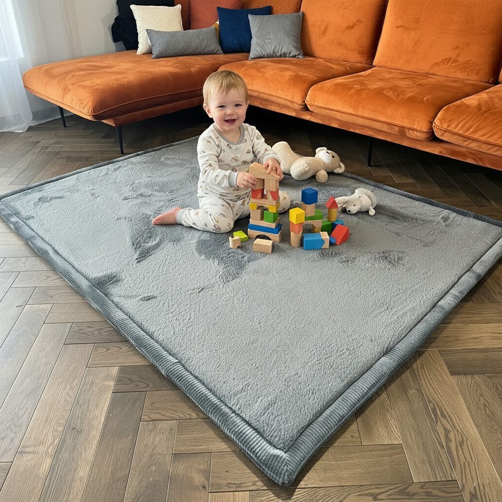 Vimoda Kinderteppich Spielmatte, Krabbelmatte, [3 cm] rutschfest weich & dick, rechteckig, Höhe: 30 mm, Krabbelmatte Baby, kinderzimmer, Spielzimmer