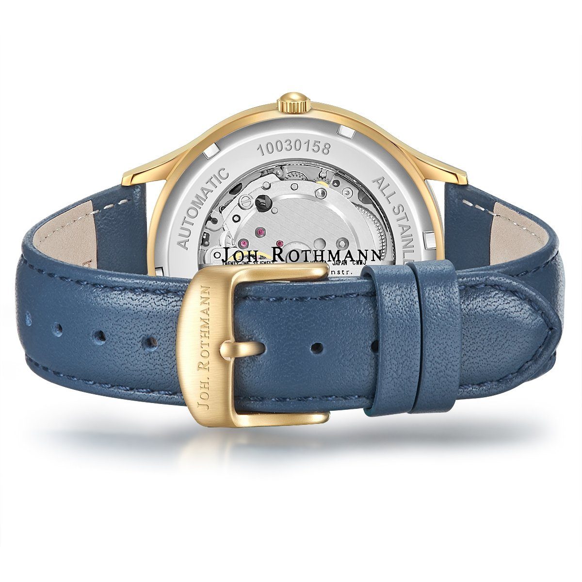 blau, Echtleder-Armband Modern I. Rothmann Mit Automatikuhr Joh.