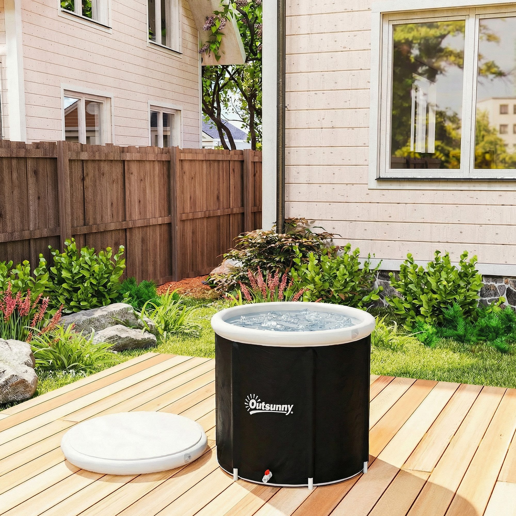 ibettertec Badewanne Eisbadewanne 280L, aufblasbar, tragbar, mit Abdeckung & Pumpe, (78x71 cm, für Athleten & Kältetherapie)