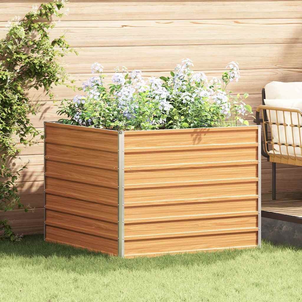 vidaXL Hochbeet Hochbeet Hellbraun 100 x 100 x 77 cm Verzinkter Stahl (1 St)