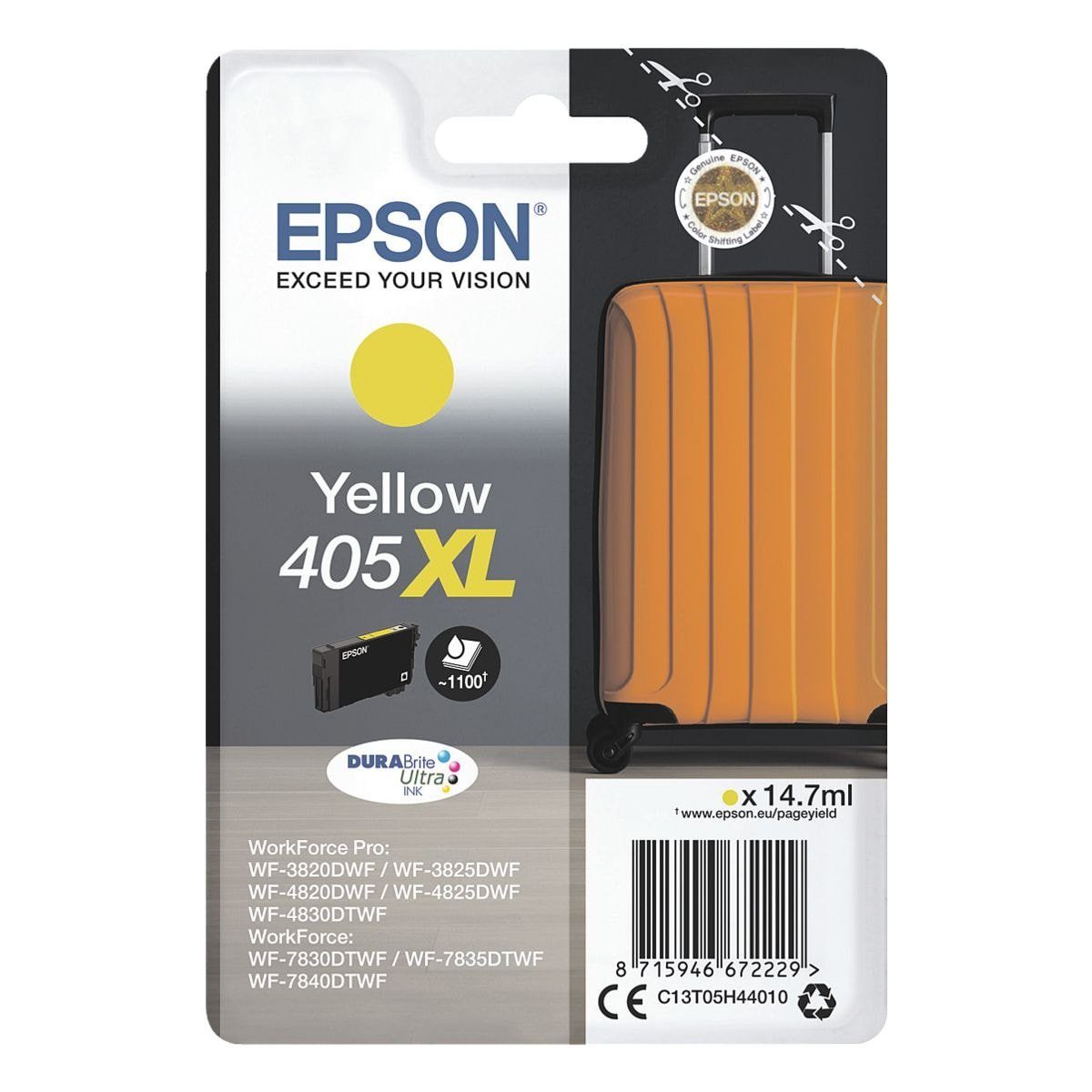 Epson 405XL DURABrite Tintenpatrone (1-tlg., Original Druckerpatrone, gelb)