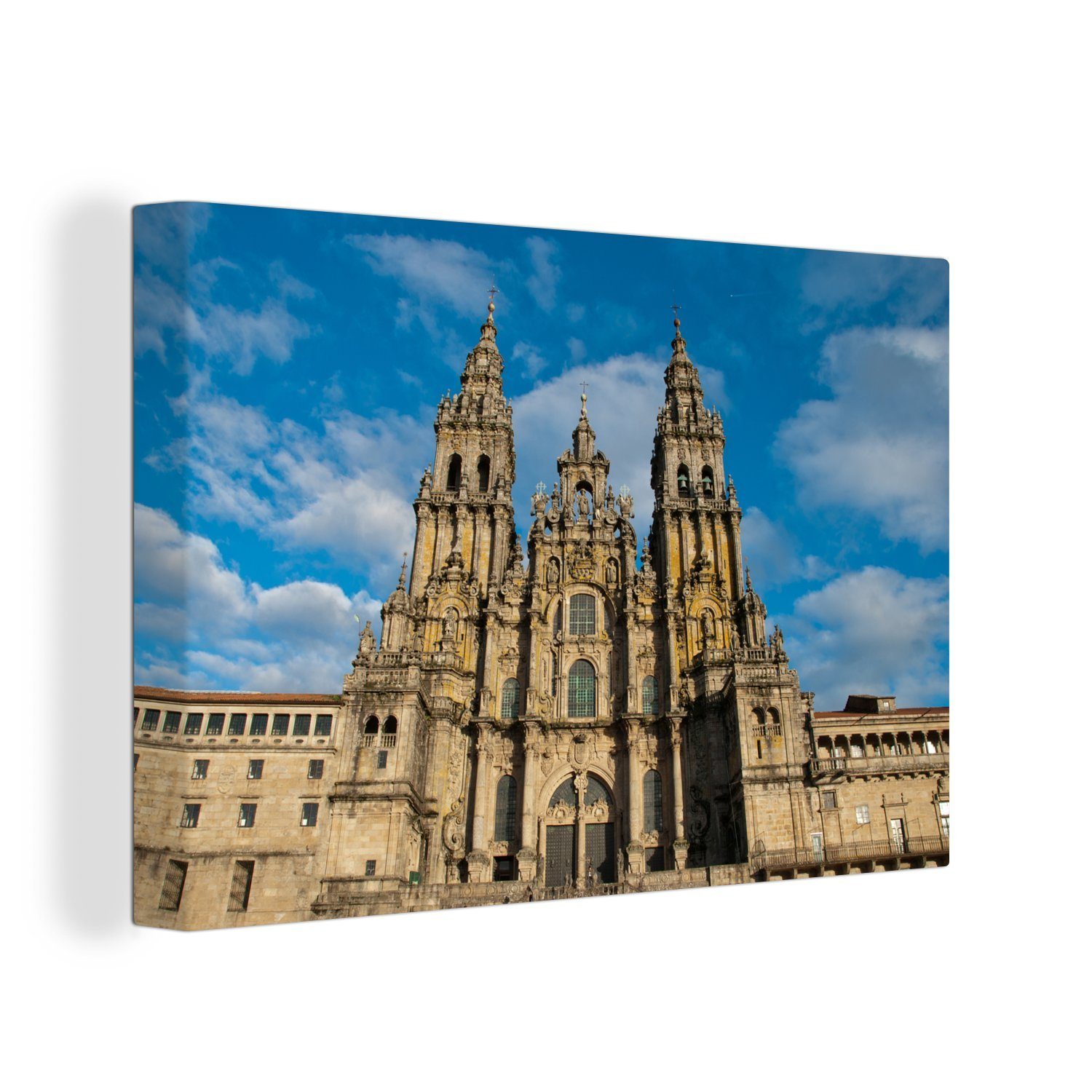 OneMillionCanvasses® Leinwandbild Fassade der gotischen Kathedrale von Santiago de Compostela, (1 St), Wandbild Leinwandbilder, Aufhängefertig, Wanddeko, 30x20 cm