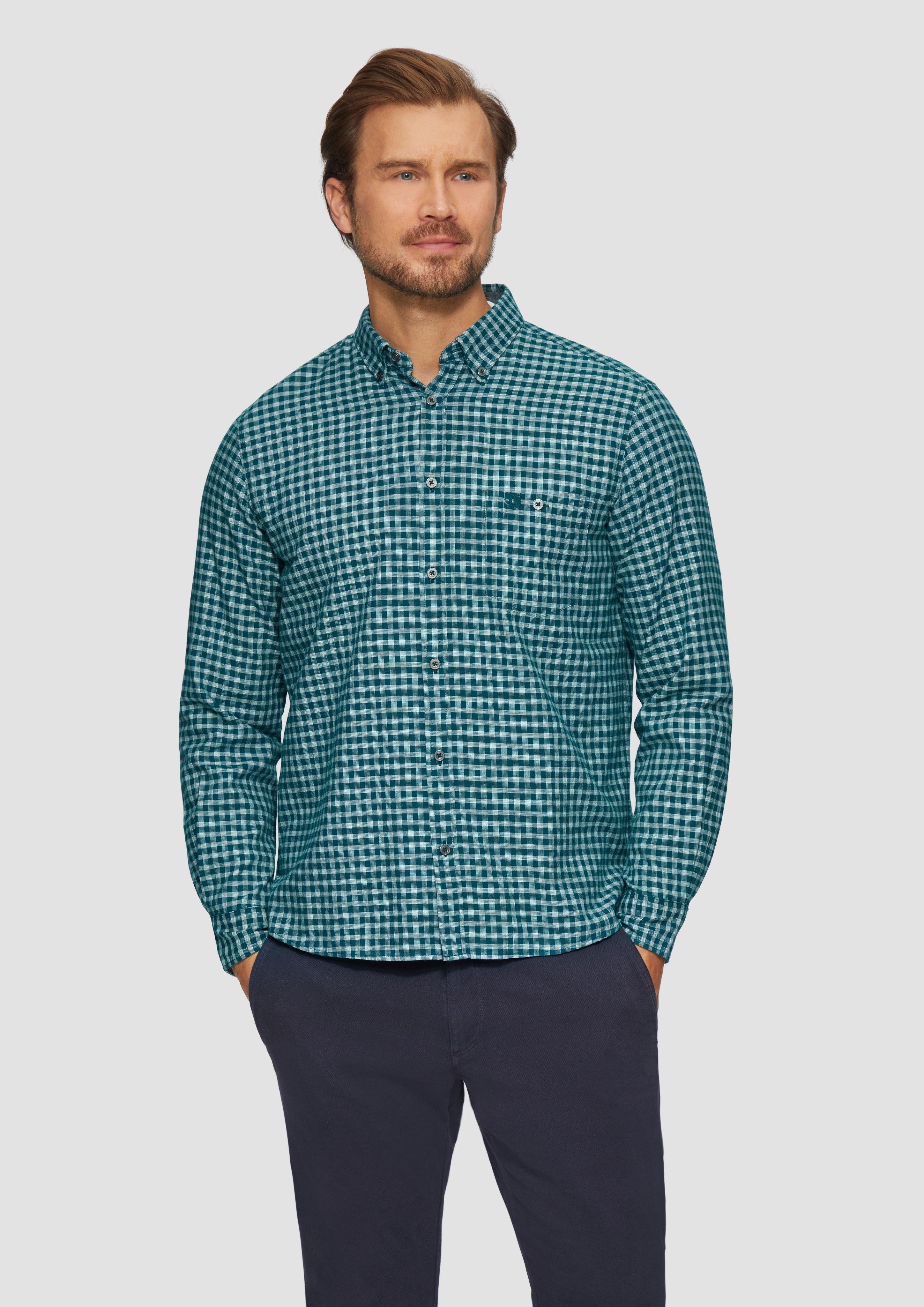 Langarmhemd Regular Fit: Kariertes Hemd mit Button-Down-Kragen