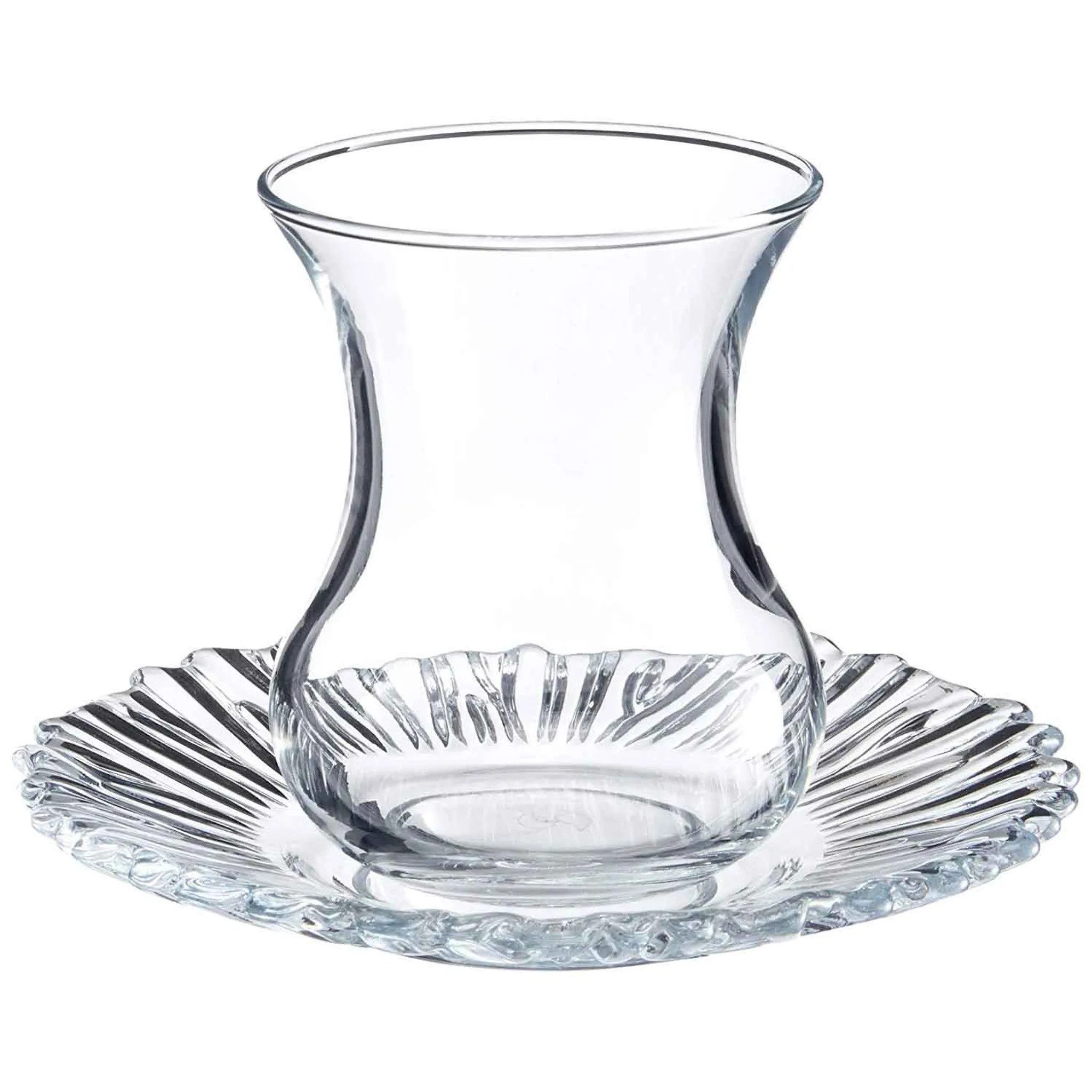 Pasabahce Gläser-Set Aurora, 12-tlg., Glas, 12-teiliges Teeglas Set mit Untertassen