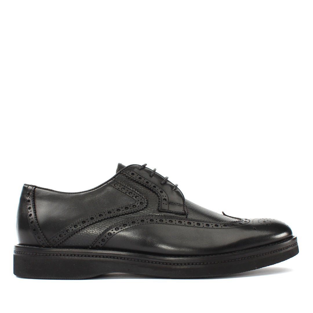 Celal Gültekin Brogue Schnürschuhe Glattleder Plateau Perforierung Business Herren Schnürschuh Glattleder, Brogue-Perforierung, Plateau-EVA-Sohle, Schwarz, 39