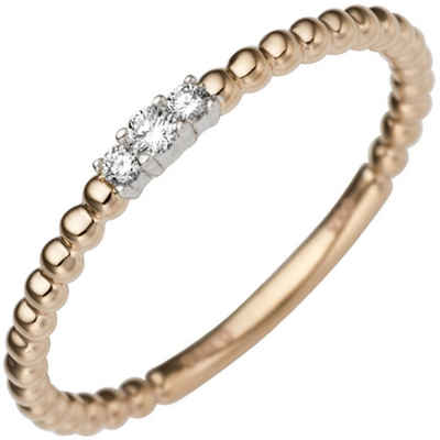 Schmuck Krone Diamantring Ring 3 Diamant Brillanten Kügelchen 585 Gold Rotgold Weißgold, Gold 585