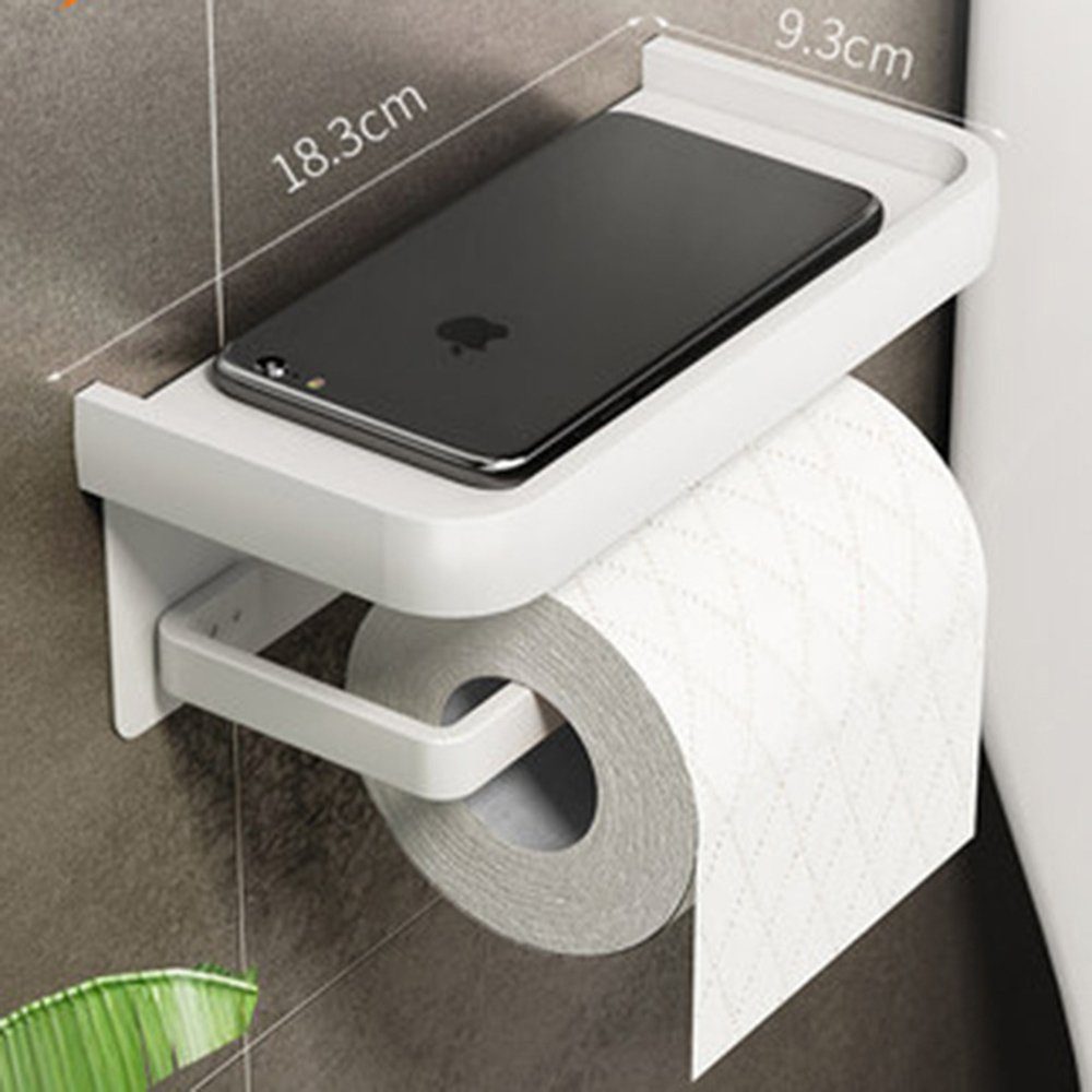 Haiaveng mit Toilettenpapierhalter ohne Bohren, Ablage Klopapierhalter Papierhalter weiß