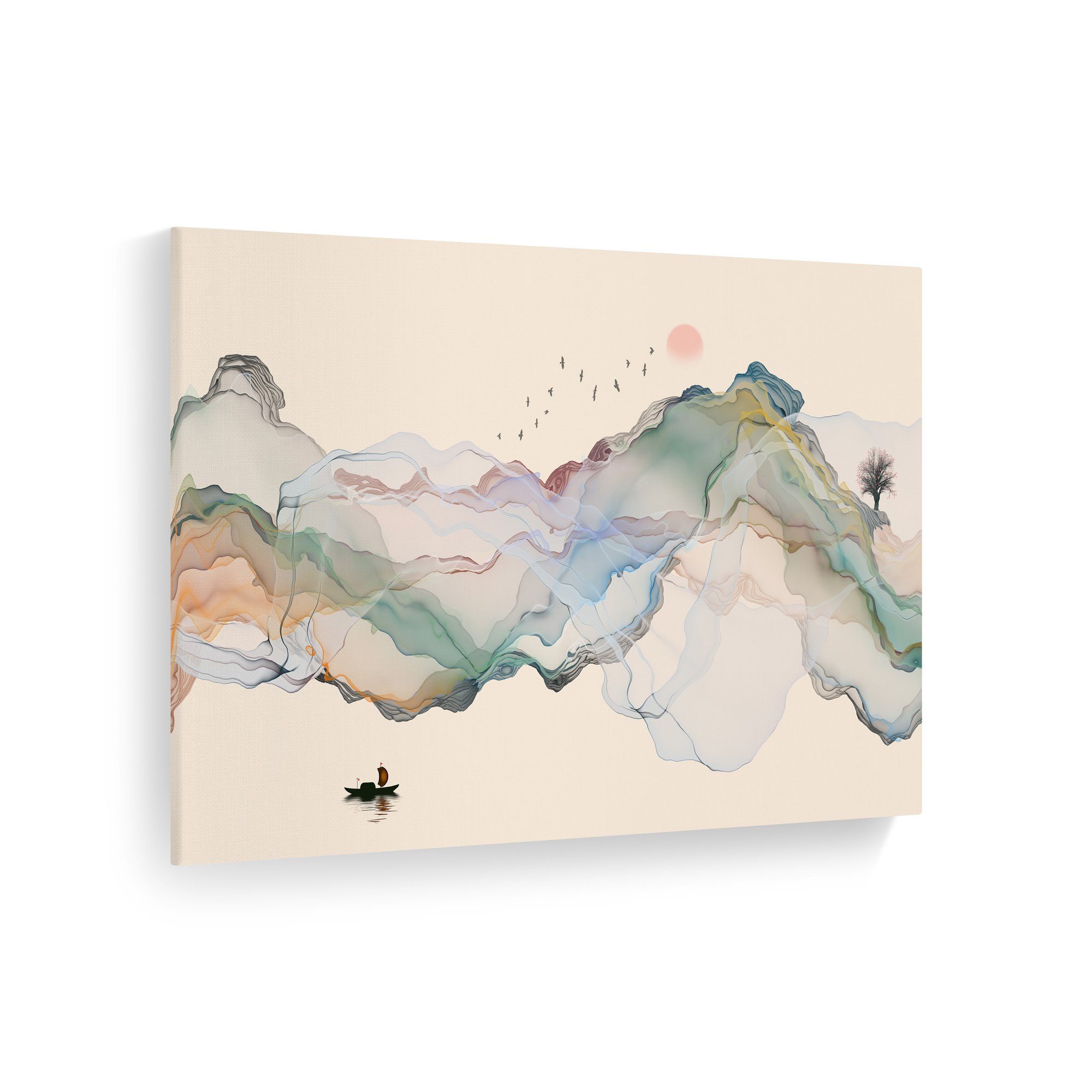 WallSpirit Leinwandbild "Abstrakte Tintenlandschaft" - XXL Wandbild, Leinwa günstig online kaufen