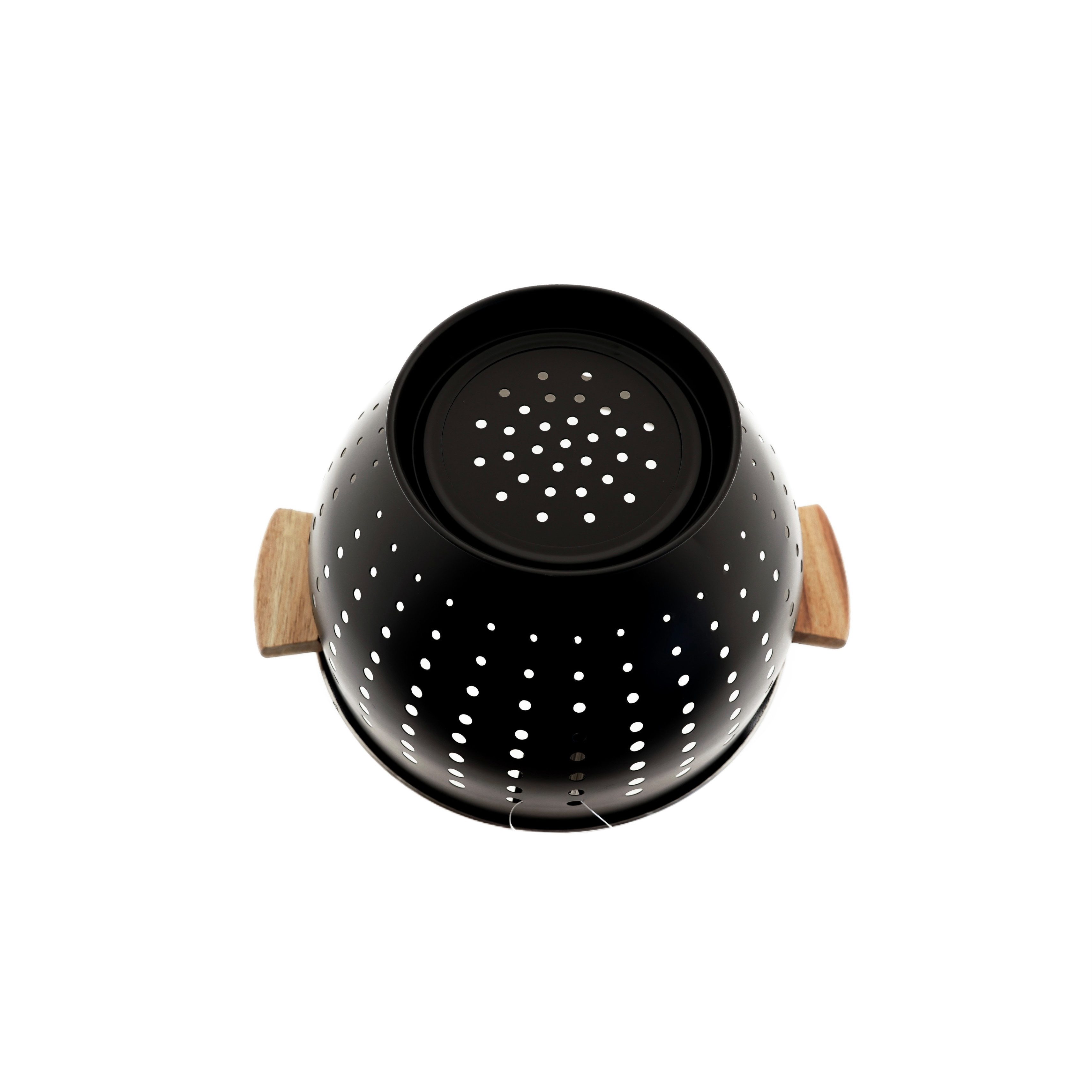 Tac Küchensieb Colino Ø 25 cm – aus 18/10-Edelstahl, Schwarz mit Holzgriffen, Edelstahl, (1-St), Edelstahl 18/10