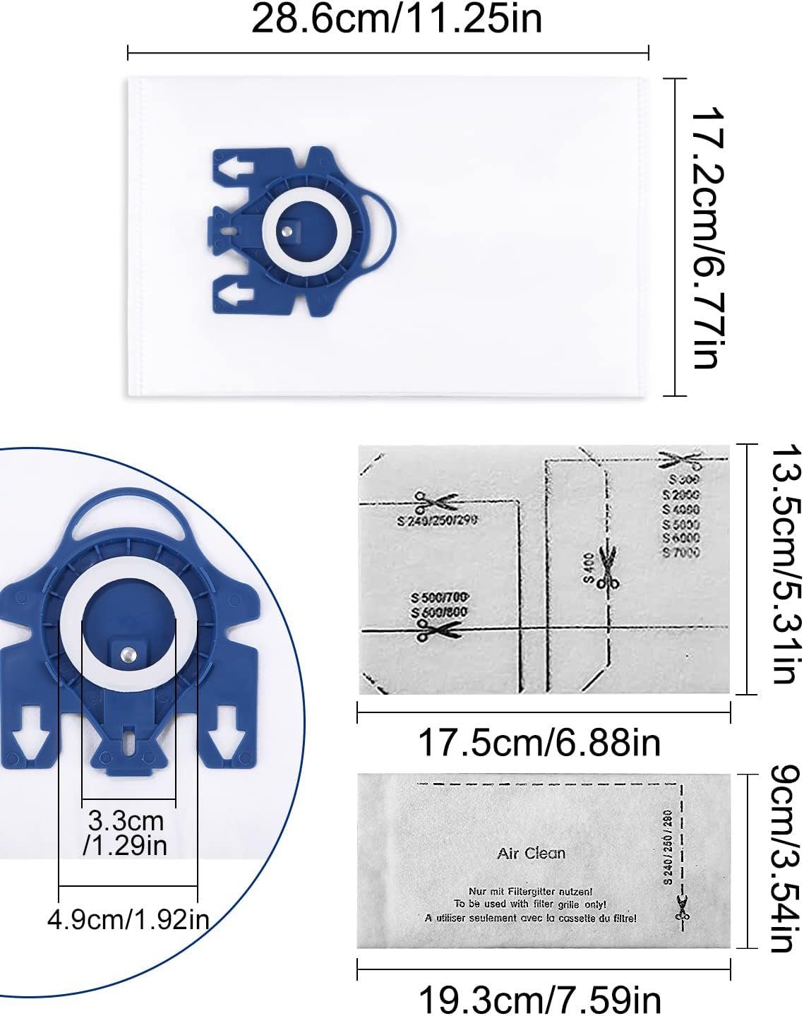 10 3D Staubsaugerbeutel autolock für Efficiency C3 Complete Staubsaugerbeutel GN C2 C1, Classic