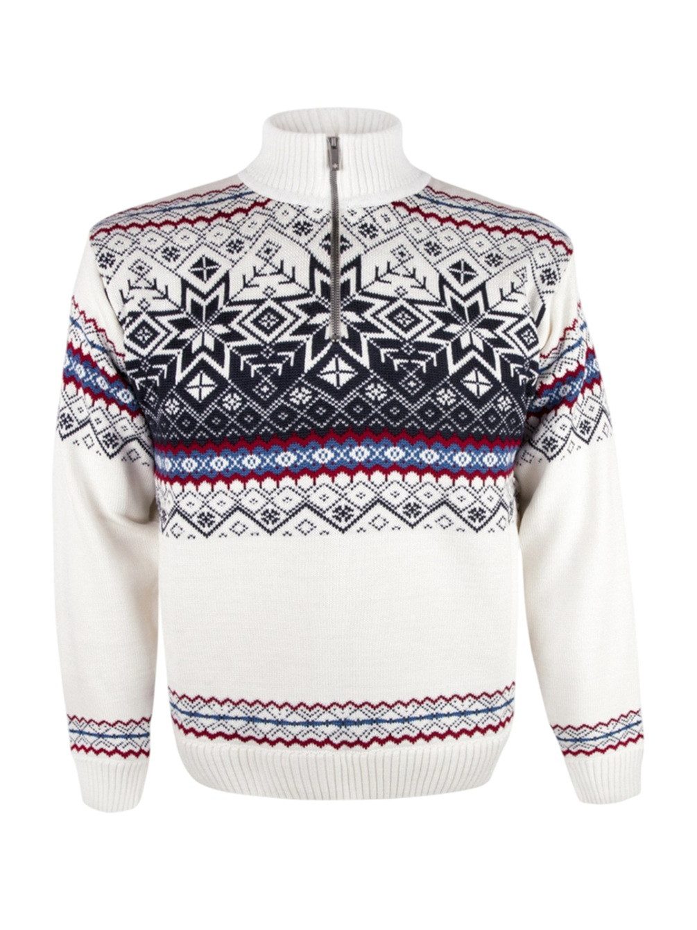 kama Sweater Pullover 4071 Half Zip mit Nordischen Muster (Merinowolle-Mischung)