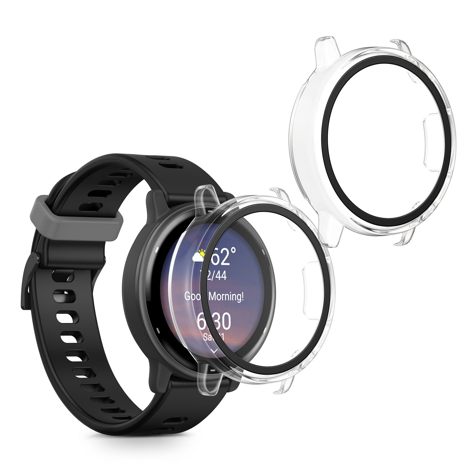kwmobile Smartwatch-Hülle 2x Glas Hülle für Garmin vivoactive 5 / active 5, Schutzhülle Fullbody Fitnesstracker Case Set aus Glas