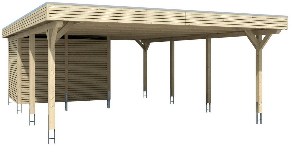 Skanholz Doppelcarport Spessart, BxT: 611x846 cm, 220 cm Einfahrtshöhe,  Massive Konstruktion aus hochwertigem Leimholz (BSH-Fichte)