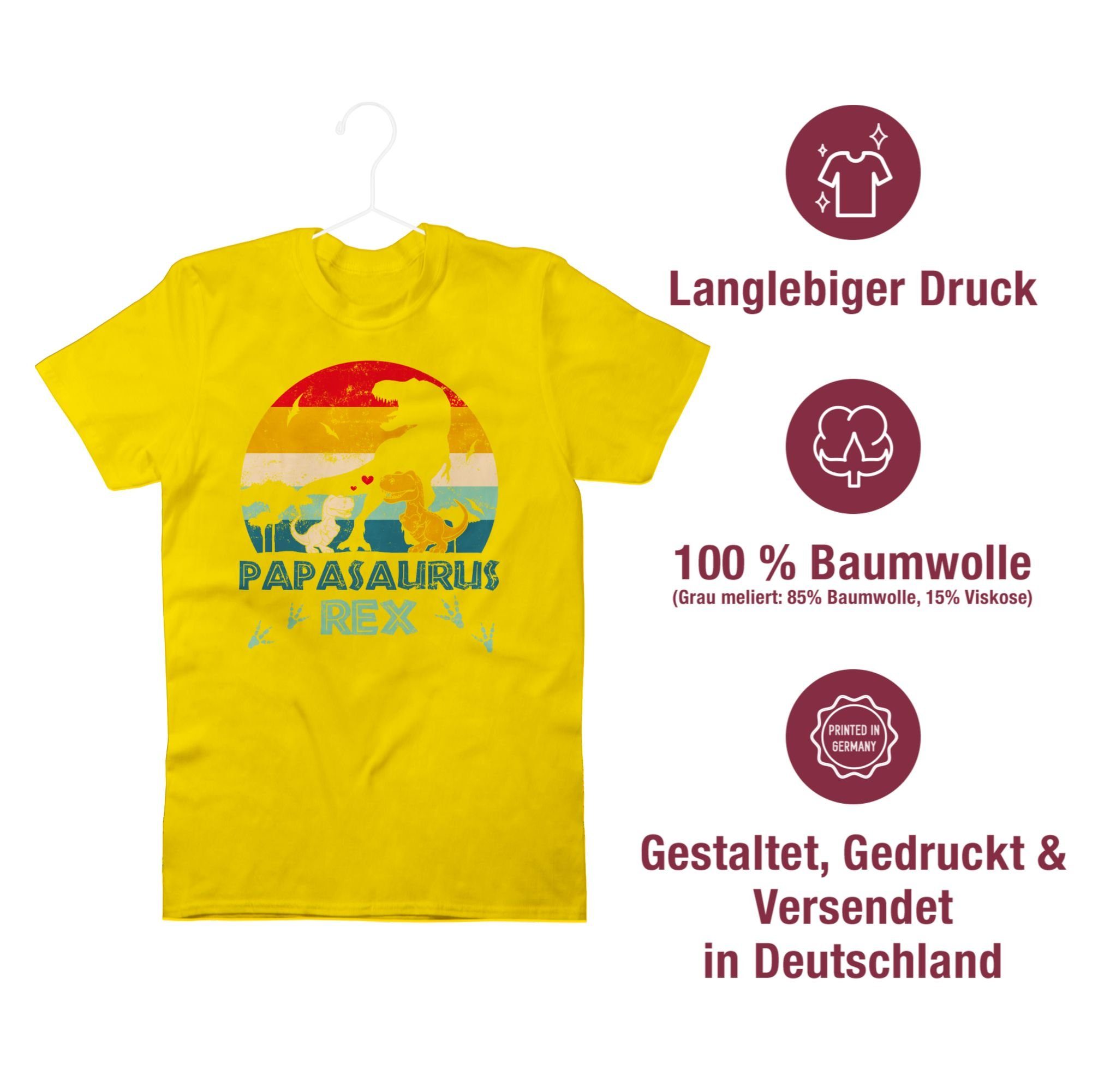 Bester Gelb Shirtracer Papasaurus Vater Geschenk - T-Shirt Papi Saurus Dino Papa für Rex Papa Geschenk Vatertag 03