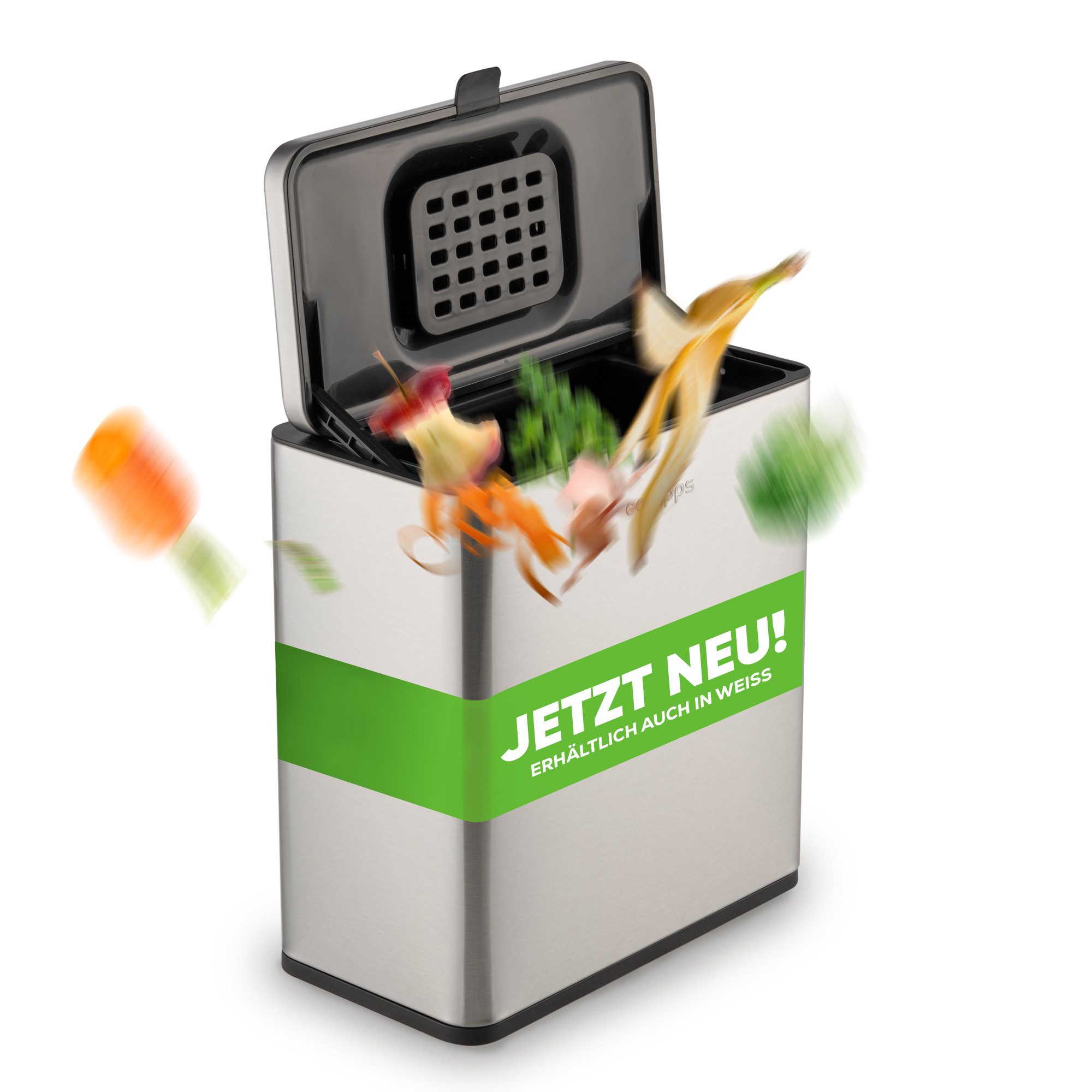 equipps Biomülleimer Biomülleimer mit Geruchsfilter 6L, Komposteimer Küche für Biomüll, mit Aktivkohlefilter, Schwingdeckel