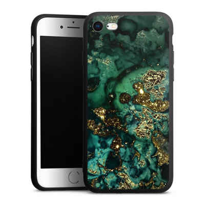 DeinDesign Handyhülle Marmor Glitzer Look Muster Cyan Glitter Marble Look, Apple iPhone 8 Silikon Hülle Premium Case Handy Schutzhülle