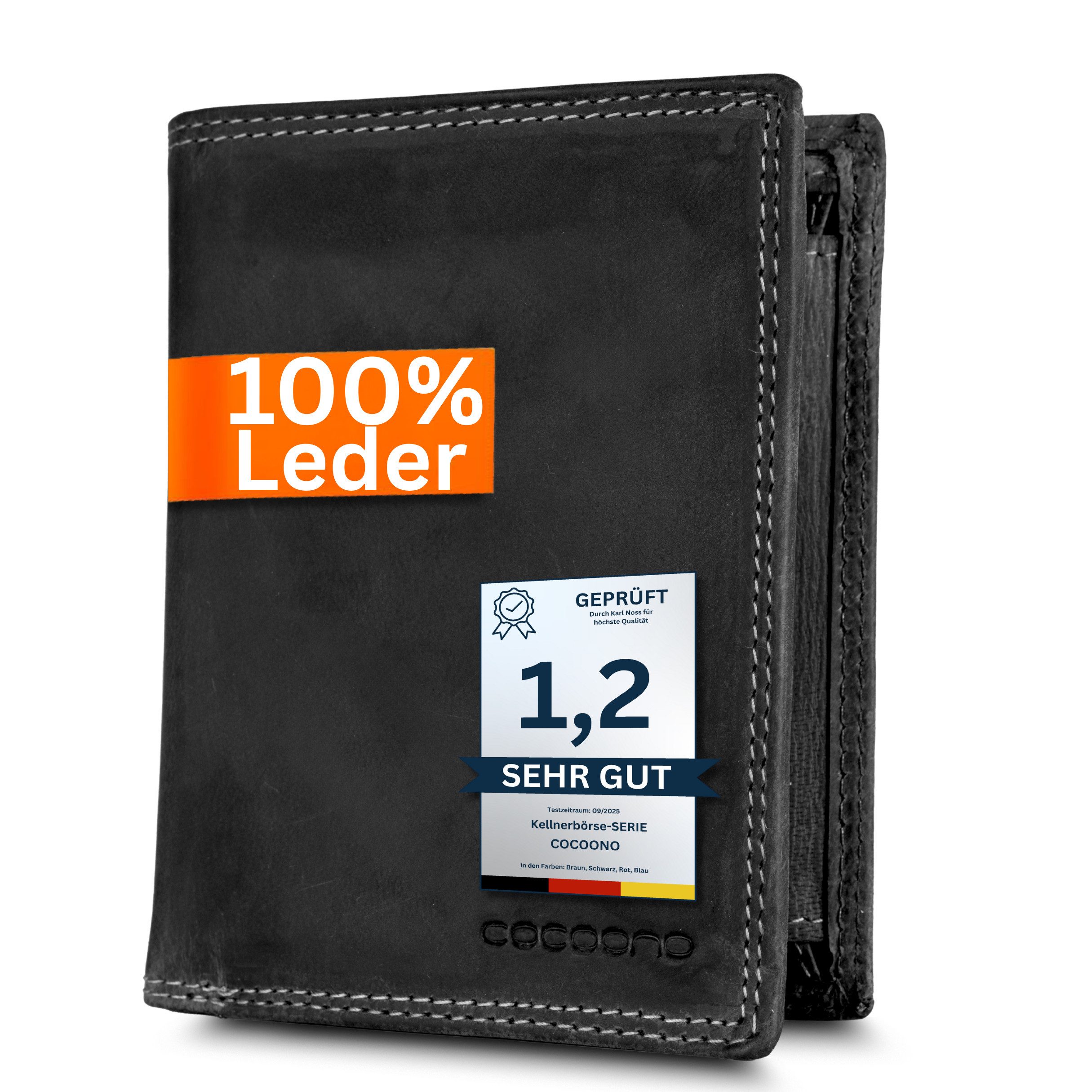 cocoono Geldbörse Geldbörse Herren aus Echtleder mit RFID Schutz Portemonnaie, Rindsleder