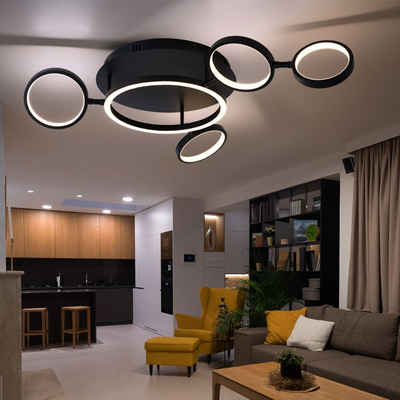Globo LED Deckenleuchte, LED-Leuchtmittel fest verbaut, Warmweiß, Deckenlampe Strahler Leuchte drehbar LED 29 Watt Ring-Design schwarz