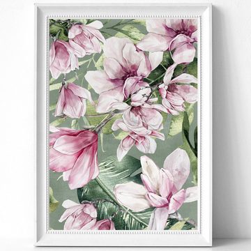 homestyle-accessoires Poster Bilder Bilderset Wandbilder MAGNOLIEN PINK ROSE 3er Set Print, Ohne Bilderrahmen