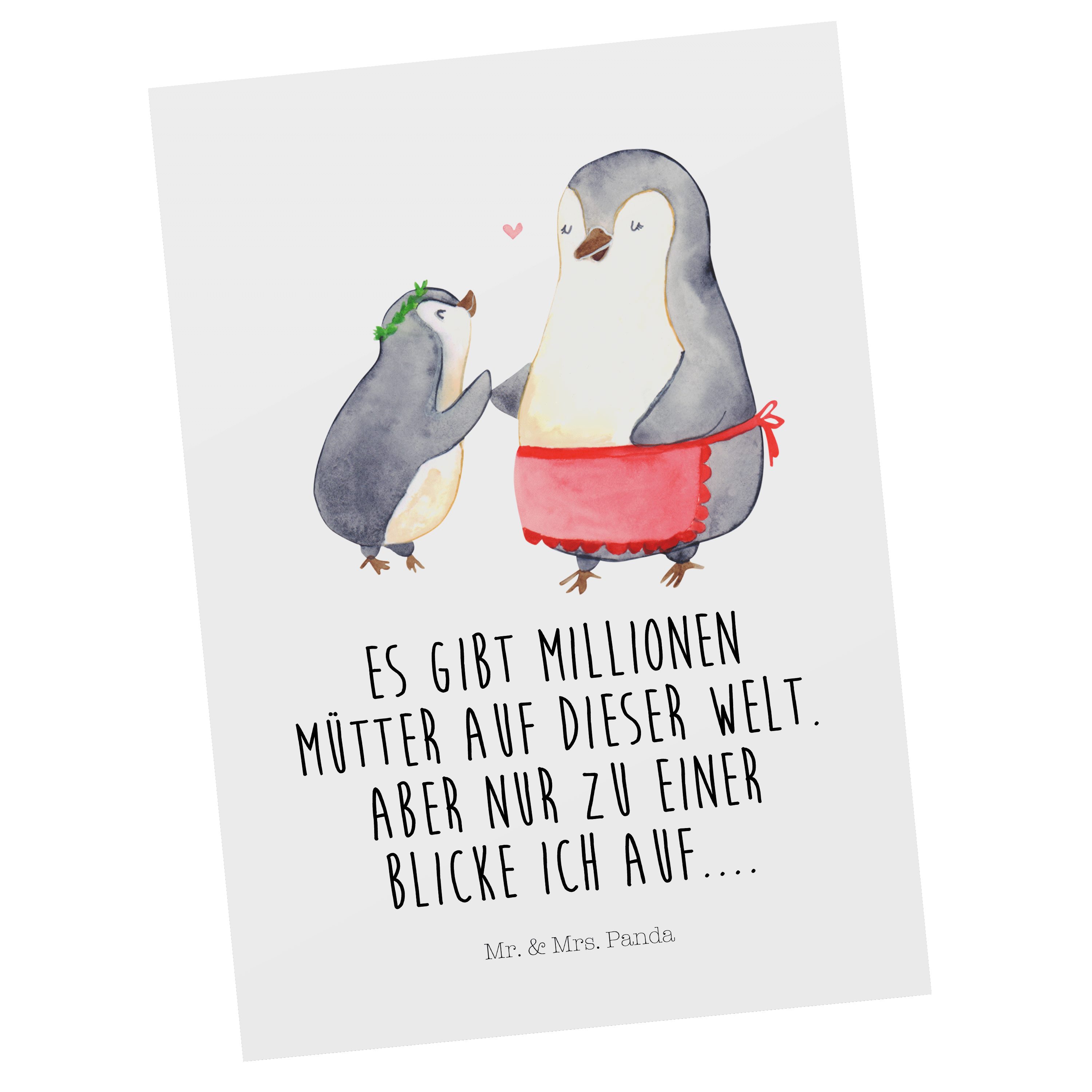 Mr. & Mrs. Panda Postkarte Pinguin mit Kind - Weiß - Geschenk, Einladung, Papa, Muttertag, Gesch