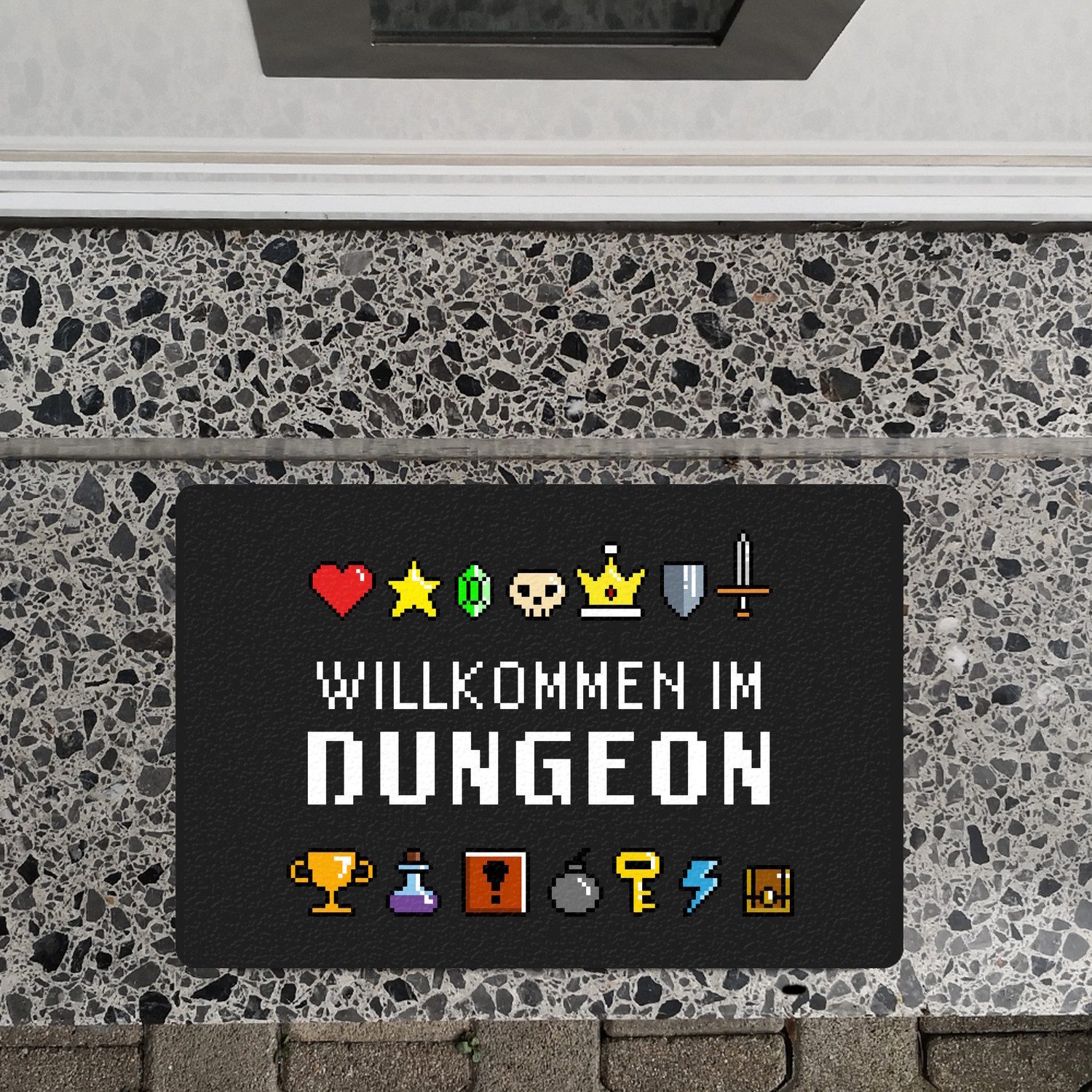 speecheese Fußmatte Willkommen im Dungeon Fußmatte in 40x60 cm ohne Rand für Gamer mit – Bild 2 von 2
