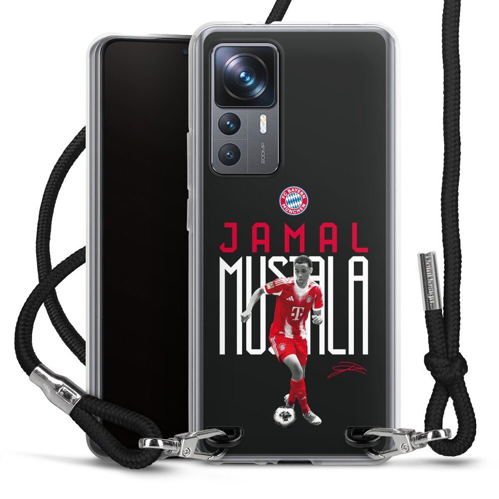 DeinDesign Handyhülle FC Bayern München Jamal Musiala Offizielles Lizenzprodukt, Xiaomi 12T 5G Handykette Hülle mit Band Case zum Umhängen