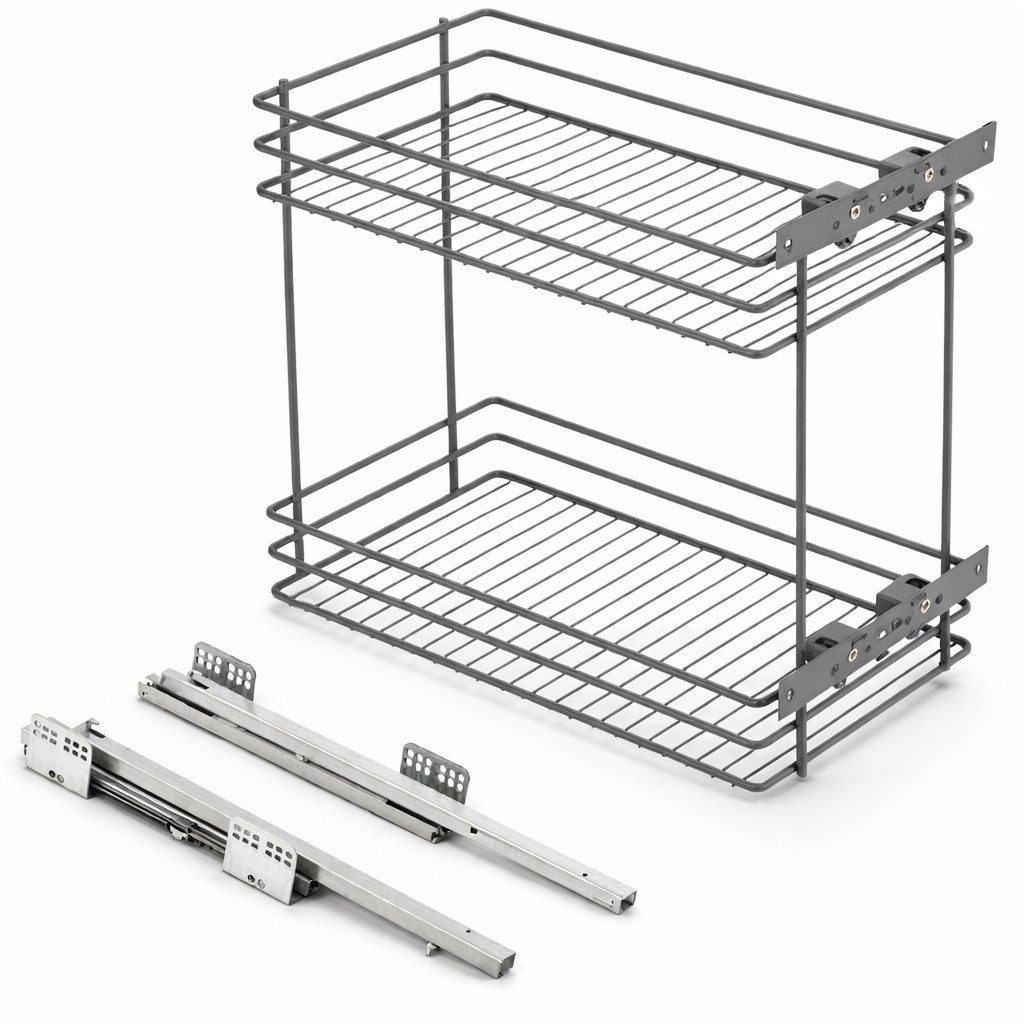 Prima-Online Auszugsunterschrank Unterschrank-Auszug Küchenauszug 30cm 2 Etagen Anthrazit Soft-Close