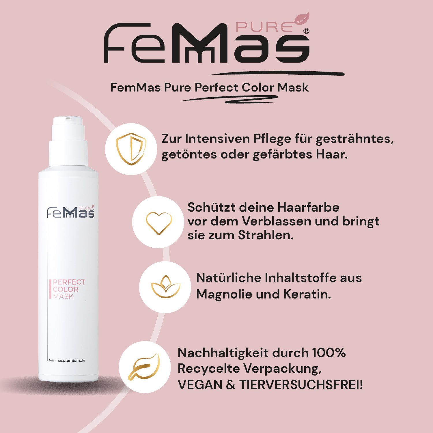 & Color -5-tlg. Perfect 200ml Perfect Mask Shampoo Haarpflege-Set 200ml, Femmas Femmas Premium Color Pure