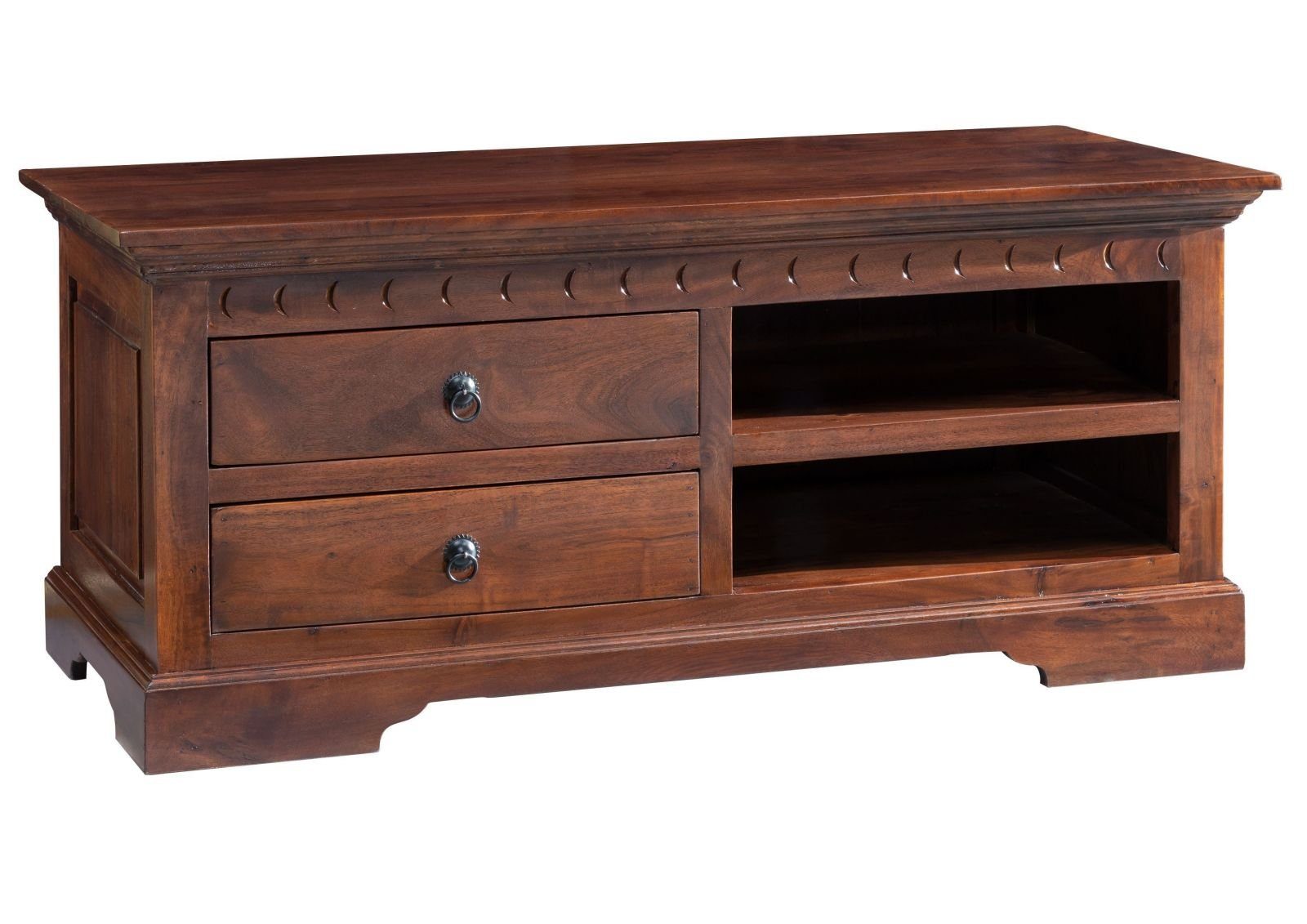 Massivmoebel24 TV-Board OXFORD (Massivholz), TV-Board Akazie 115x48x50 nougat lackiert OXFORD #317