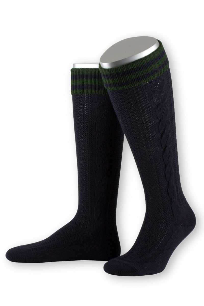 Lusana Trachtensocken Trachten Kniestrümpfe - L8995R - marine günstig online kaufen