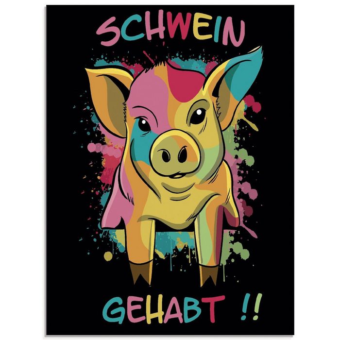 Artland Glasbild Schwein Gehabt Humor (1 St) in verschiedenen Größen