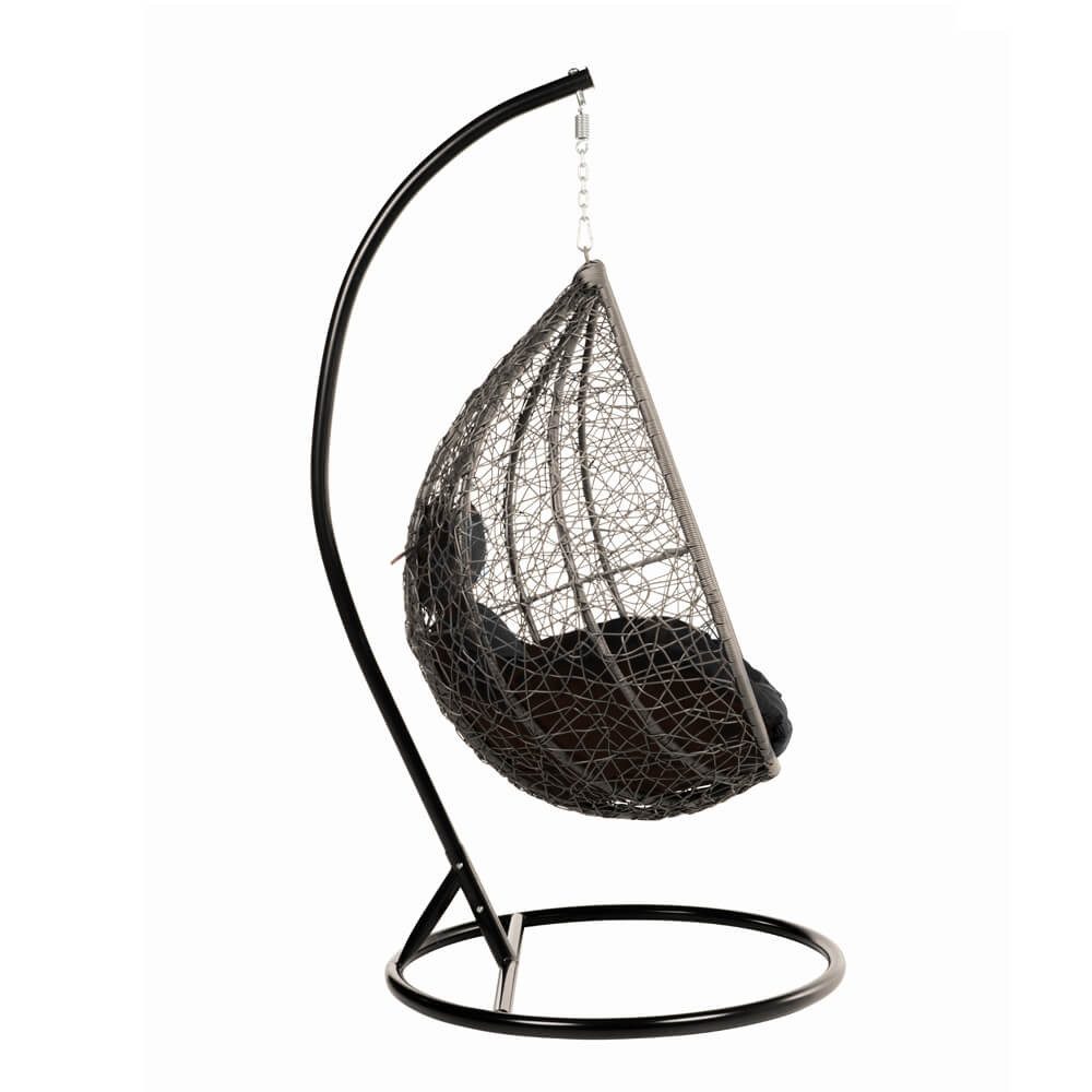 HOME DELUXE Hängesessel CIELO (Inklusive Gestell, Sitz-, Seiten- und Rückenkissen), 123 x 200 cm, Polyrattan, Rattansessel, Outdoor Schwebeliege – Bild 5 von 5