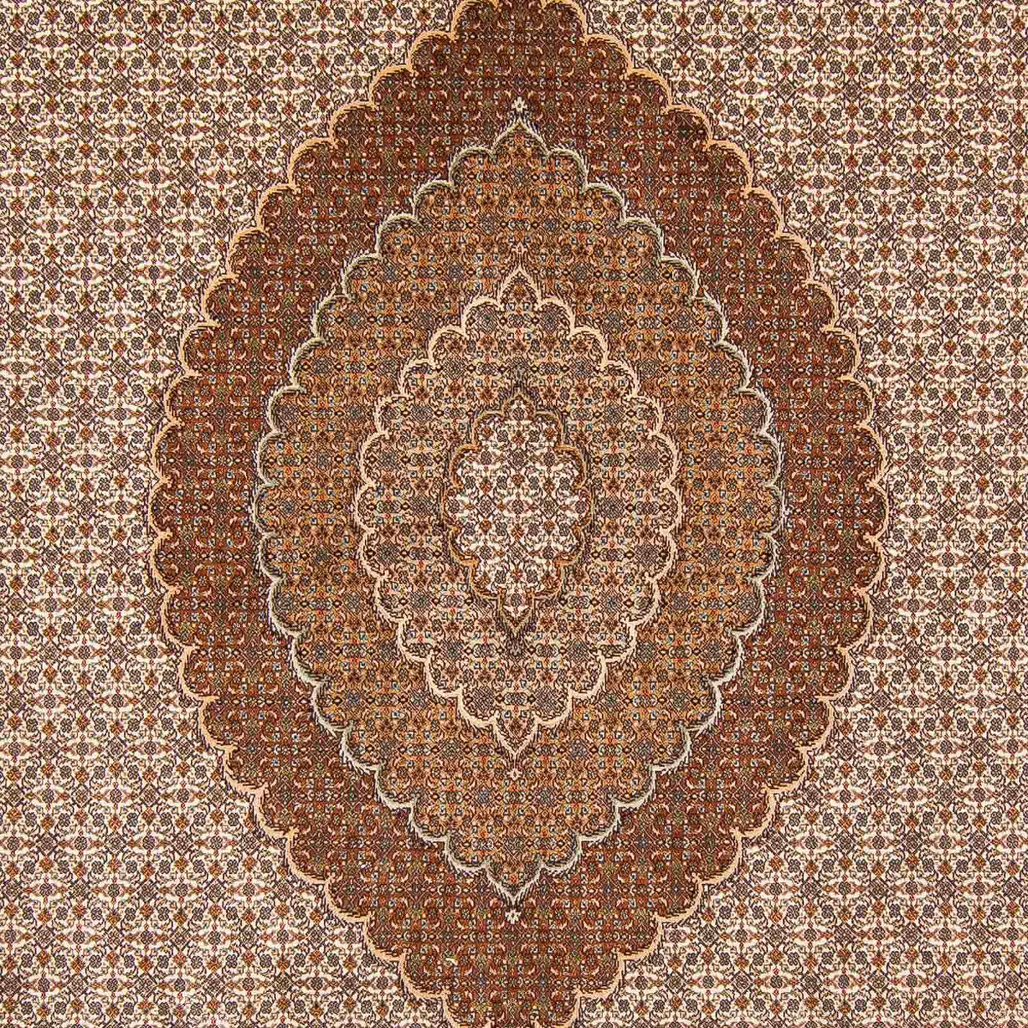 Orientteppich Perser - x Einzelstück - 250 363 Zertifikat Täbriz rechteckig, - 10 hellbraun, mm, morgenland, Höhe: cm mit Handgeknüpft, Wohnzimmer