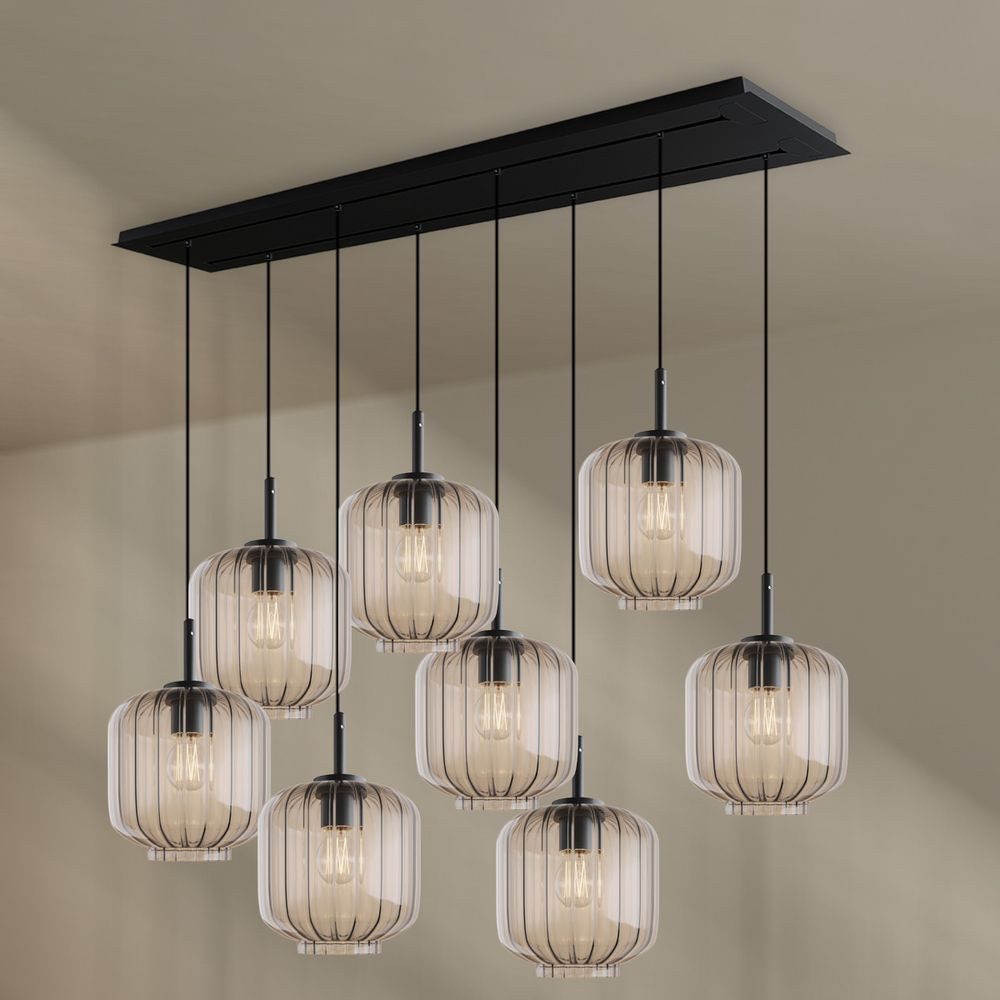 s.luce Pendelleuchte Velo Esstischleuchte 8-flg 160cm 2-reihig Ø 20cm Klar