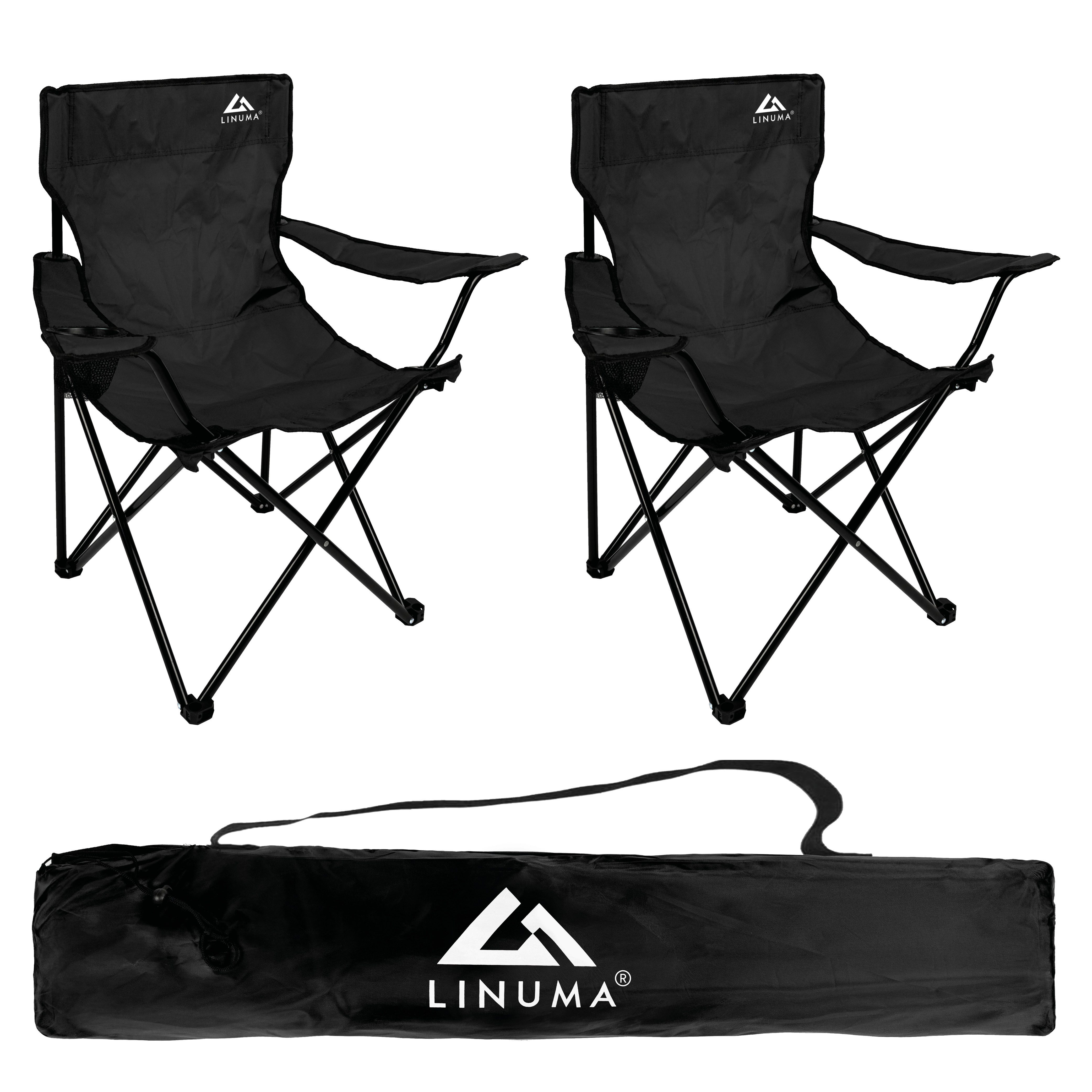 LINUMA Campingstuhl Faltstuhl SCHWARZ Klappstuhl Getränkehalter günstig online kaufen