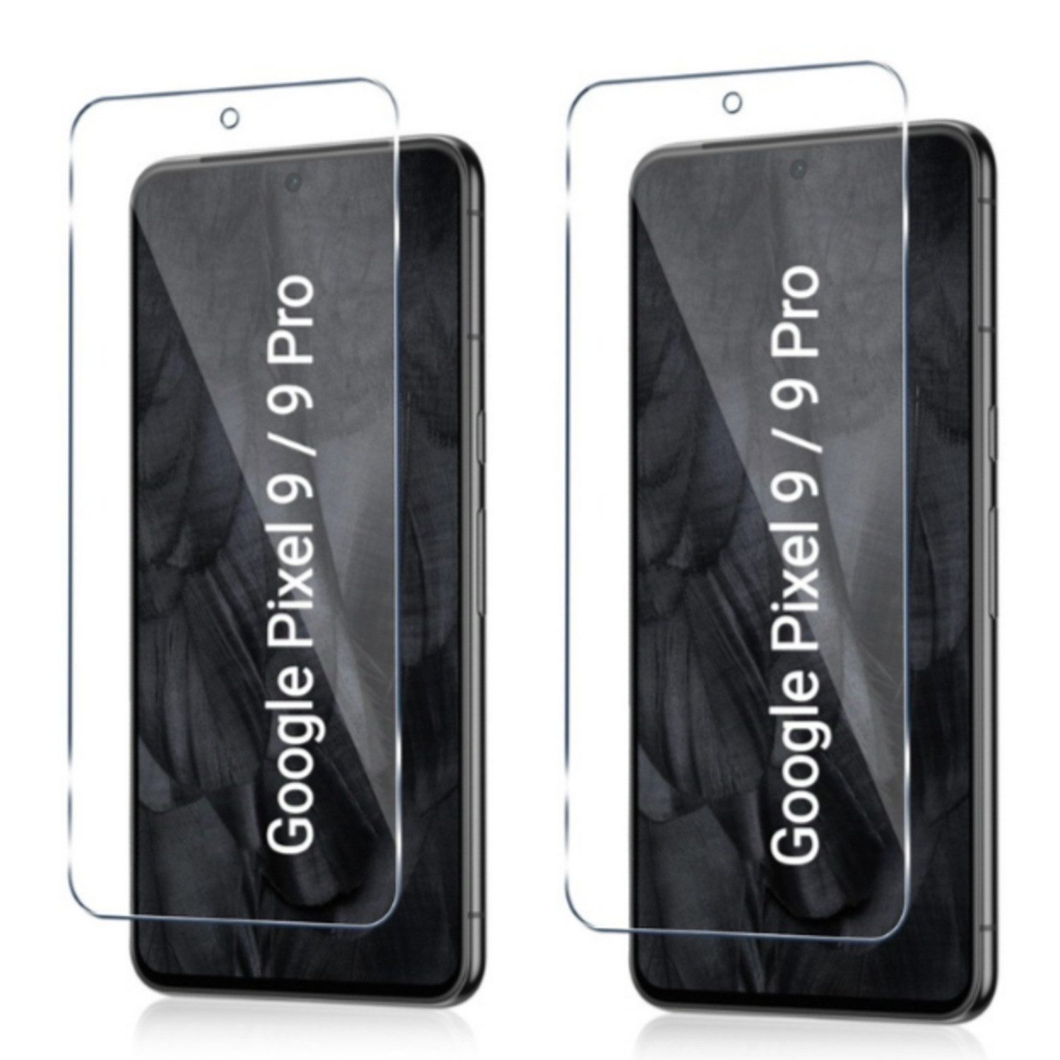 CLM-Tech Displayschutzglas 2x Schutzfolie für Google Pixel 9 / 9 Pro - Panzerfolie für Google Pixel 9 / 9 Pro, 6,3 Zoll Panzerglas Folie - Anti-Fingerabdruck und kratzfest -, 2 Stück, Unterstützt Fingerabdruck-ID, Kristallklar