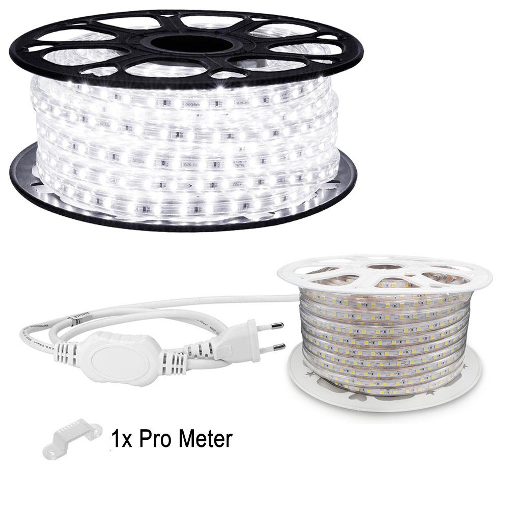 Aigostar LED Stripe LED Strip Streifen Band für innen und Außen, 5m LED Kaltweiß 6500K für innen und Außen Anwendung