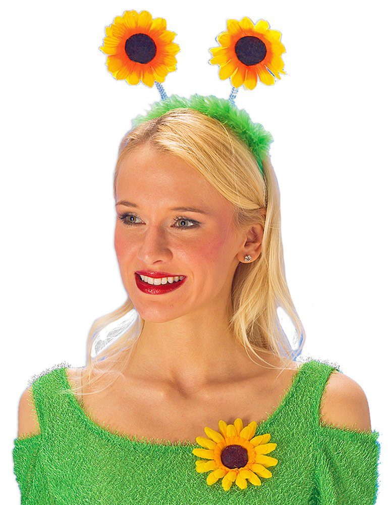 Das Kostümland Haarreif Sonnenblumen Haarschmuck - Party Zubehör Kostüm Gärtner Clown Blumenwiese, 1-tlg.