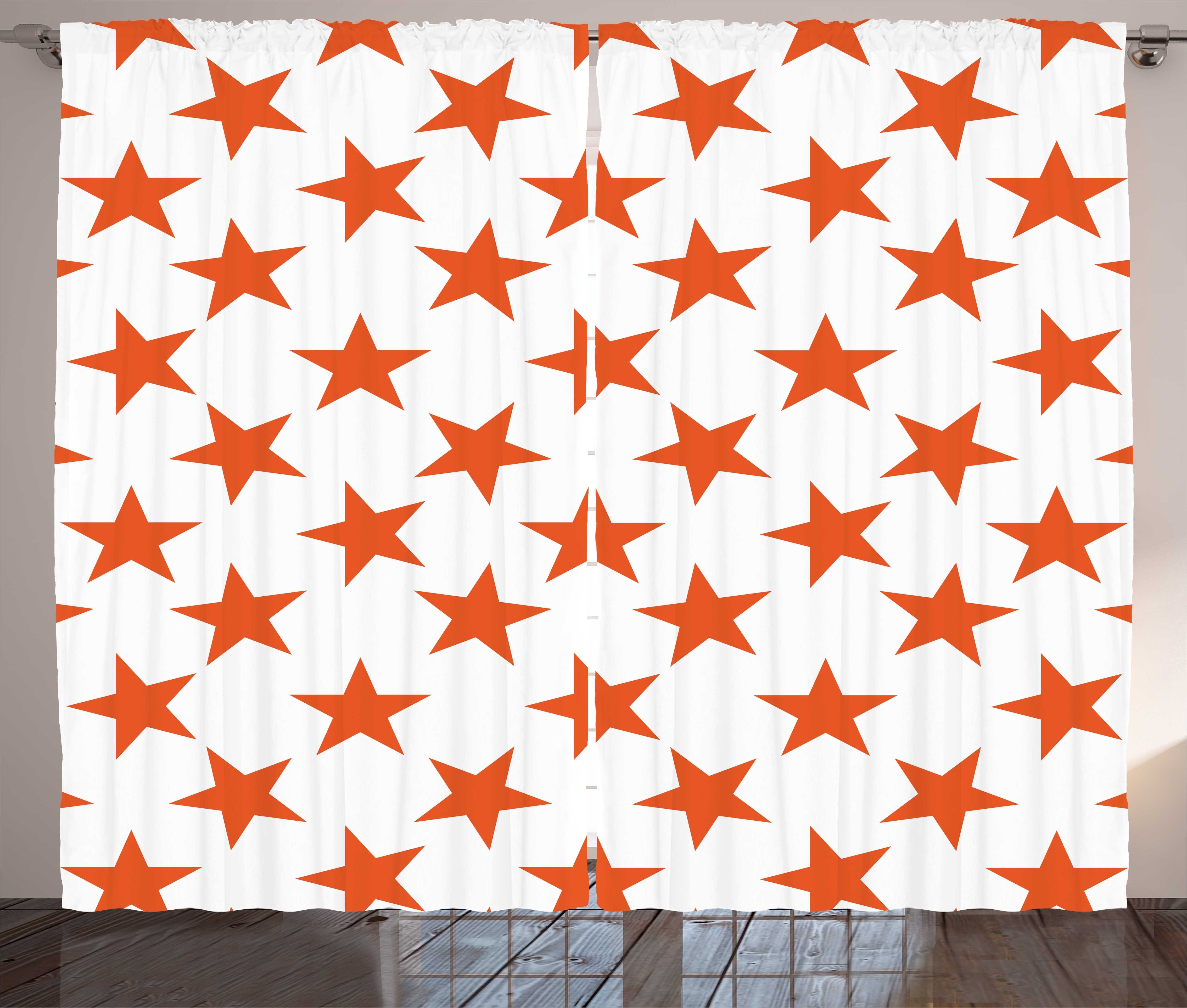 Burnt Abakuhaus, mit Schlaufen und Orange-Star-Shapes Gardine Abstrakt Schlafzimmer Kräuselband Haken, Vorhang