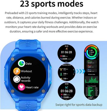 findtime Schlaftracking, Sportmodi Smartwatch (1.28 Zoll, Android, iOS), mit Telefonfunktion,Kompassuhr,Gesundheitsüberwachung,Herzfrequenz