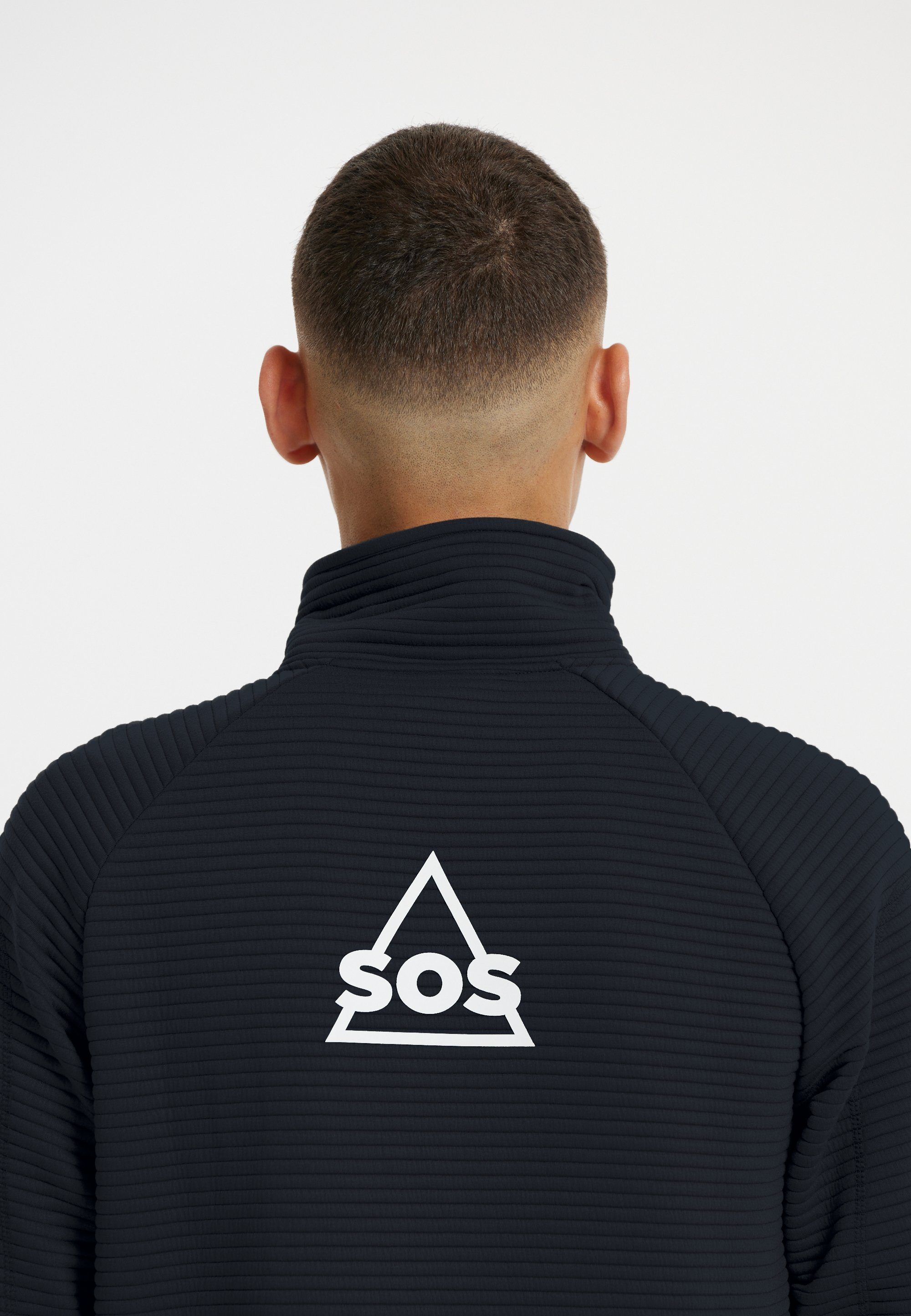 mit Logodetail dunkelblau Muju SOS stilvollem Sweatjacke