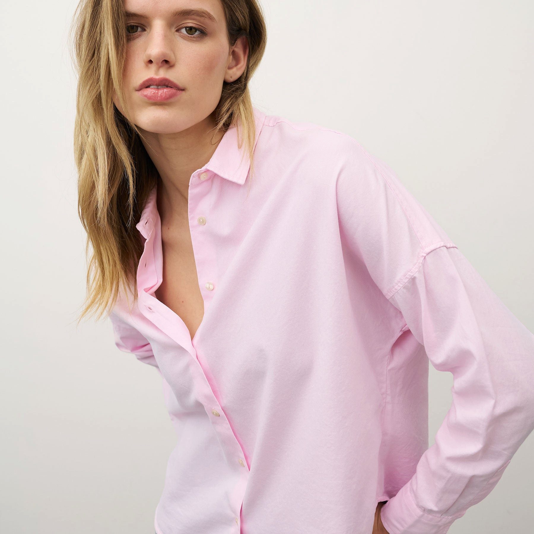 0039 Italy Langarmbluse 0039 ITALY Bluse LUCY aus Baumwolle - Blush Pink
