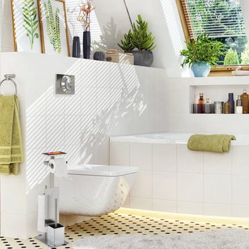 relaxdays Toilettenpapierhalter WC Garnitur aus Edelstahl