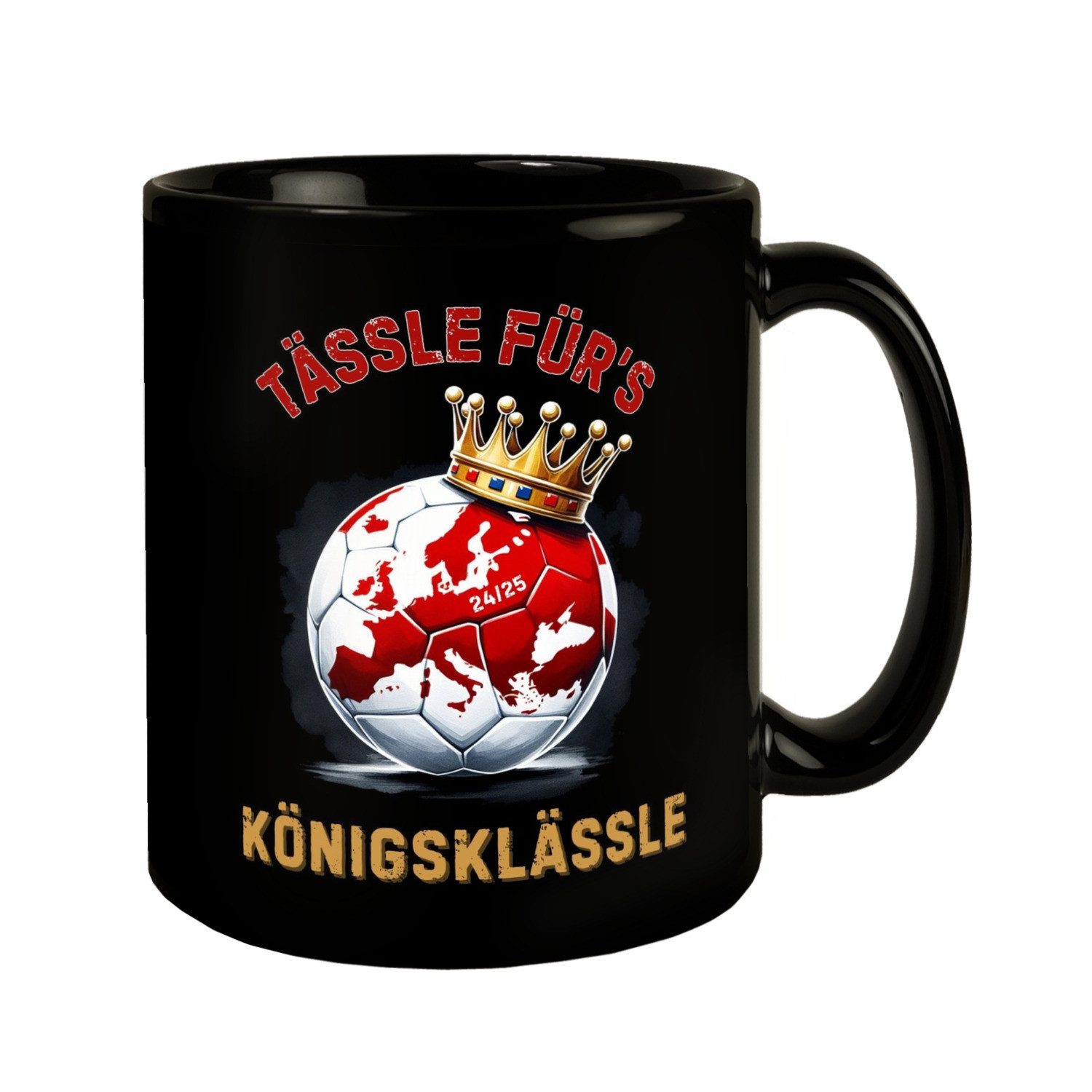 Tasse Stuttgart Europa Tasse in Schwarz mit Spruch Tässle fürs Königsklässle