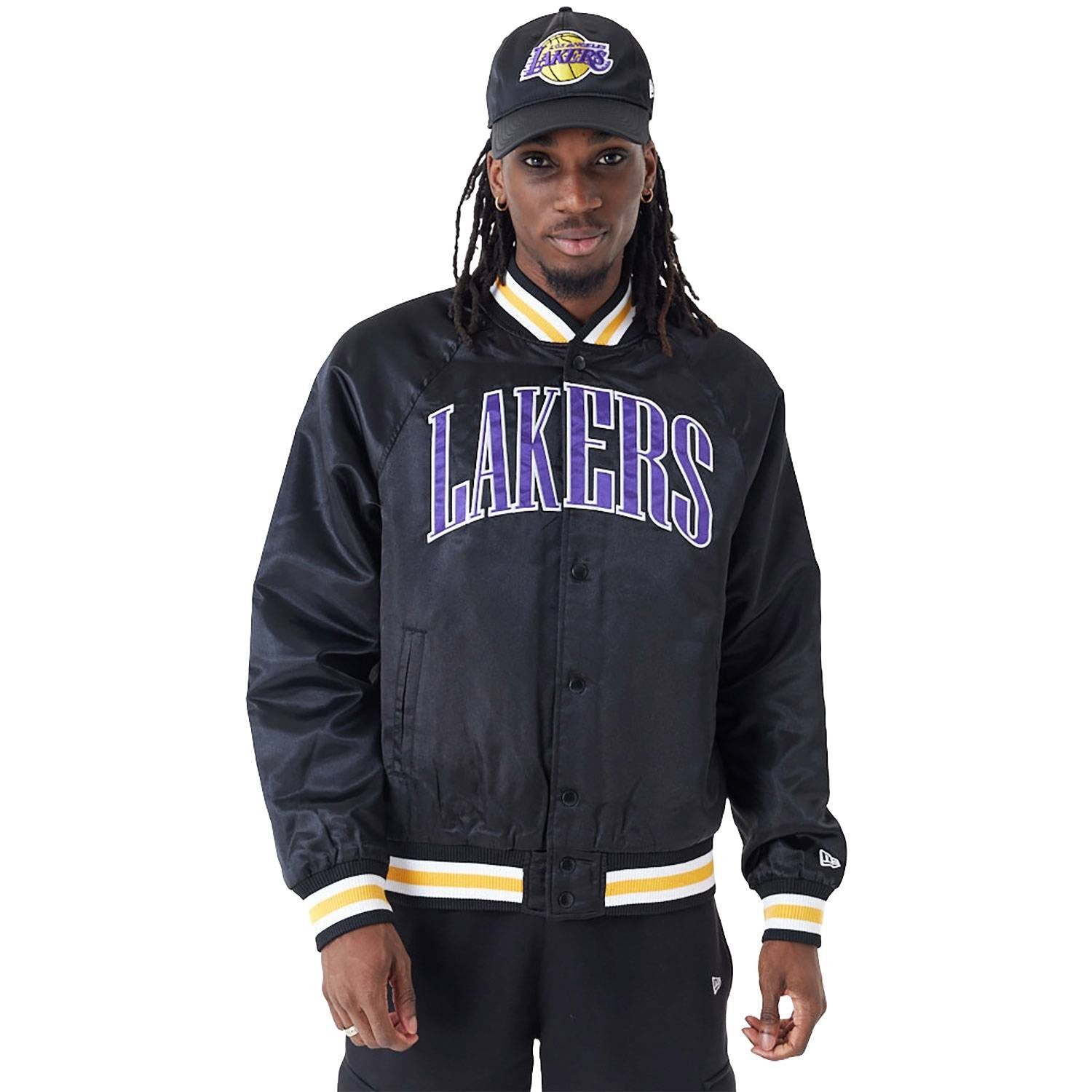 New Era Bomberjacke Jacke New Era NBA Applique Satin LA Lakers