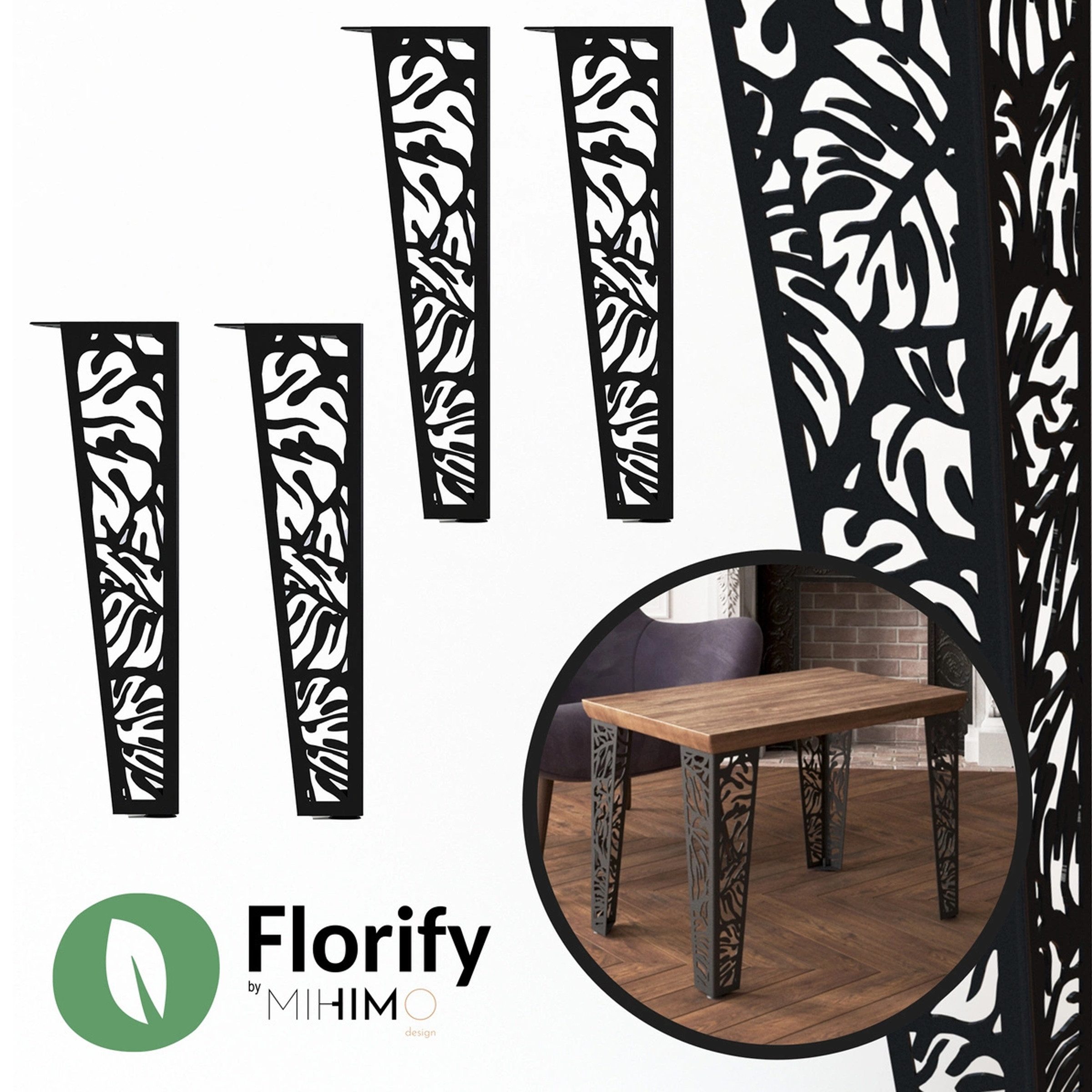 Bandloo Möbelkufe Florify 4x Möbelfüße 40cm Monstera Deliciosa Tischbeine Schrank, (4-St)