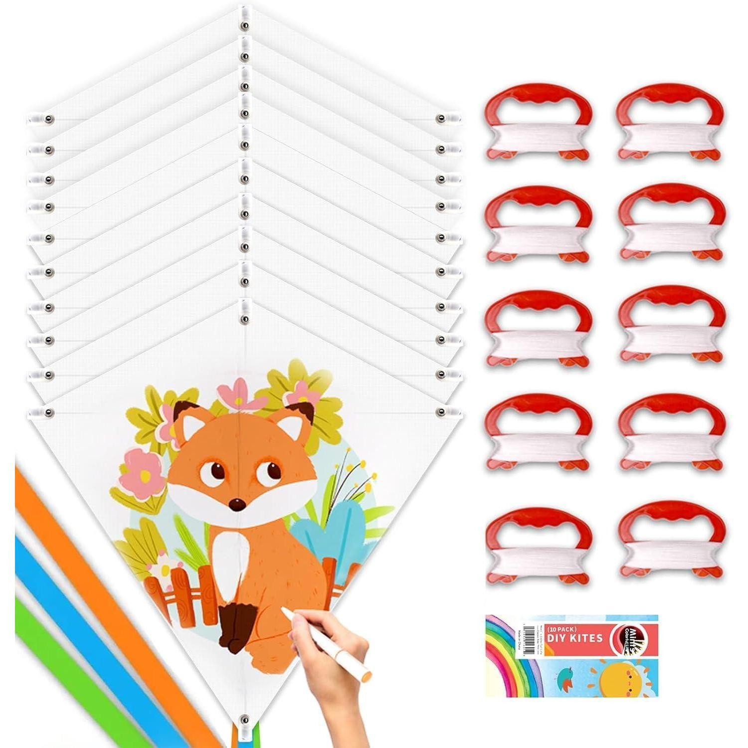 LuxusKollektion Kite DIY Летающие змеи für Kinder Set 10 Stück Maldrachen Party Pack