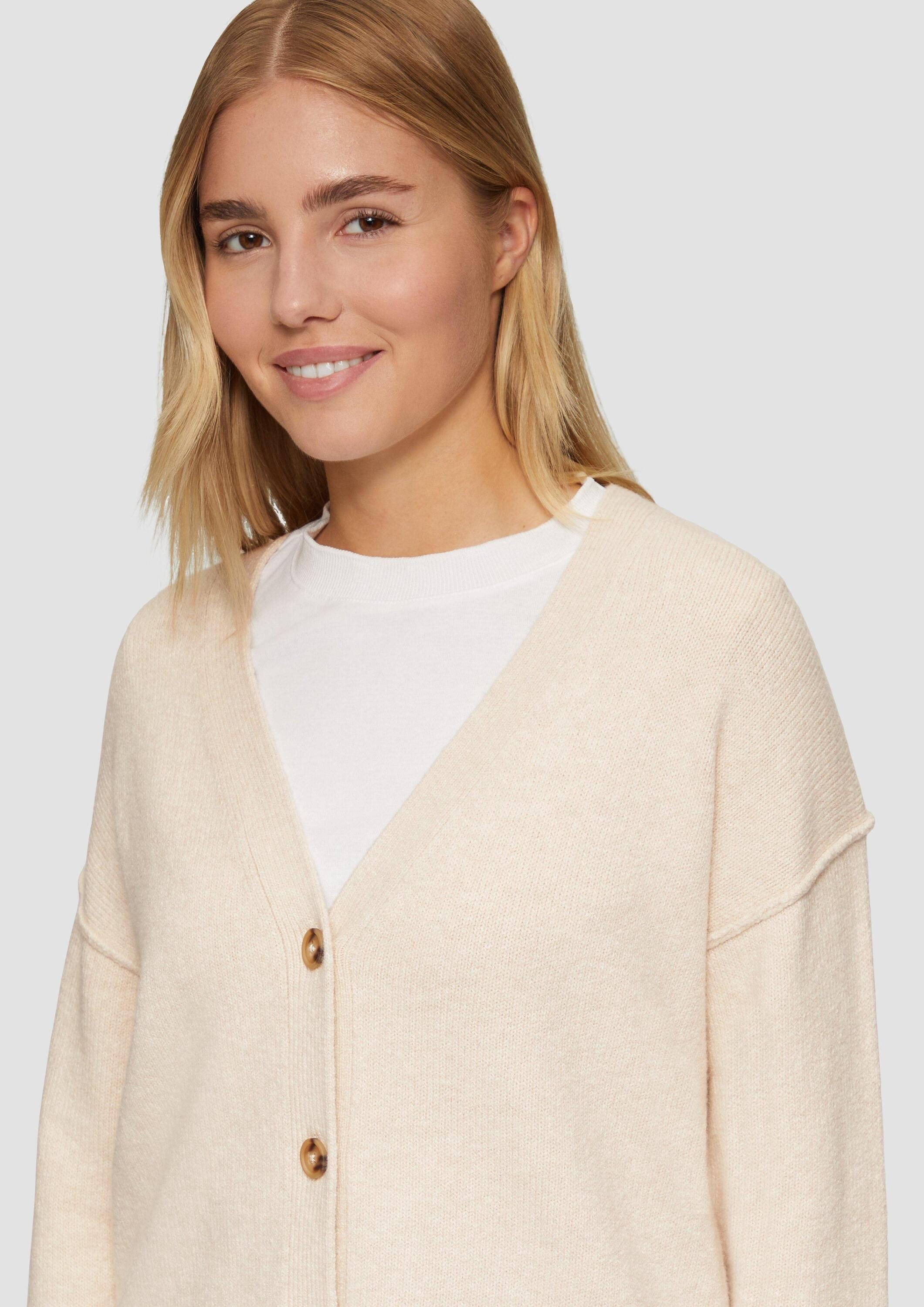 s.Oliver Cardigan Strickjacke Strickjacke mit Ziernähten und Schlitz am Saum