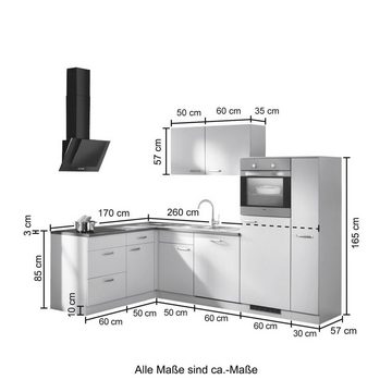 wiho Küchen Winkelküche Michigan, mit E-Geräten, 260 x 170 cm